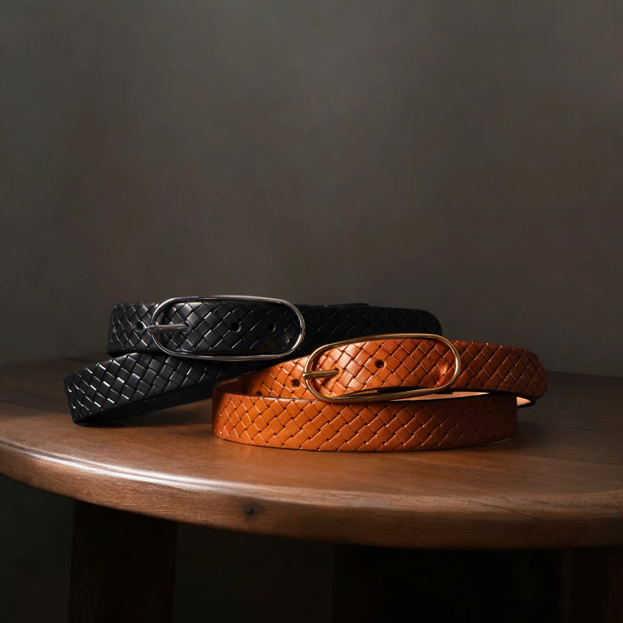 Aika - Tan Braided Embossed Leather Belt with Oval Buckle - Made in Canada - Image 4