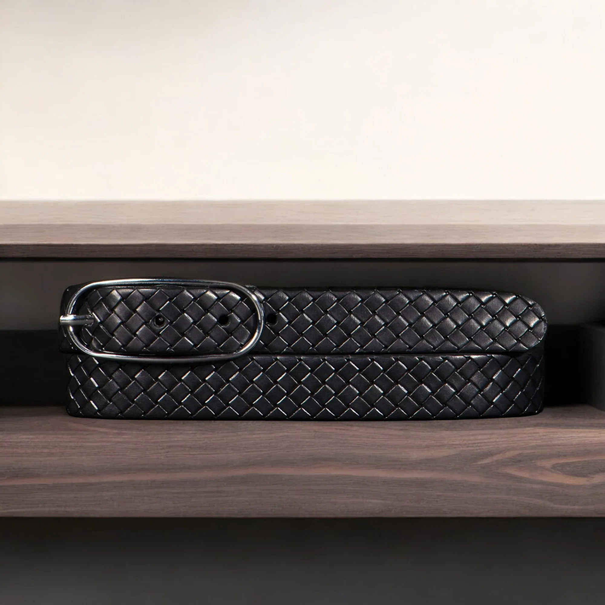 Aika - Tan Braided Embossed Leather Belt with Oval Buckle - Made in Canada - Image 6