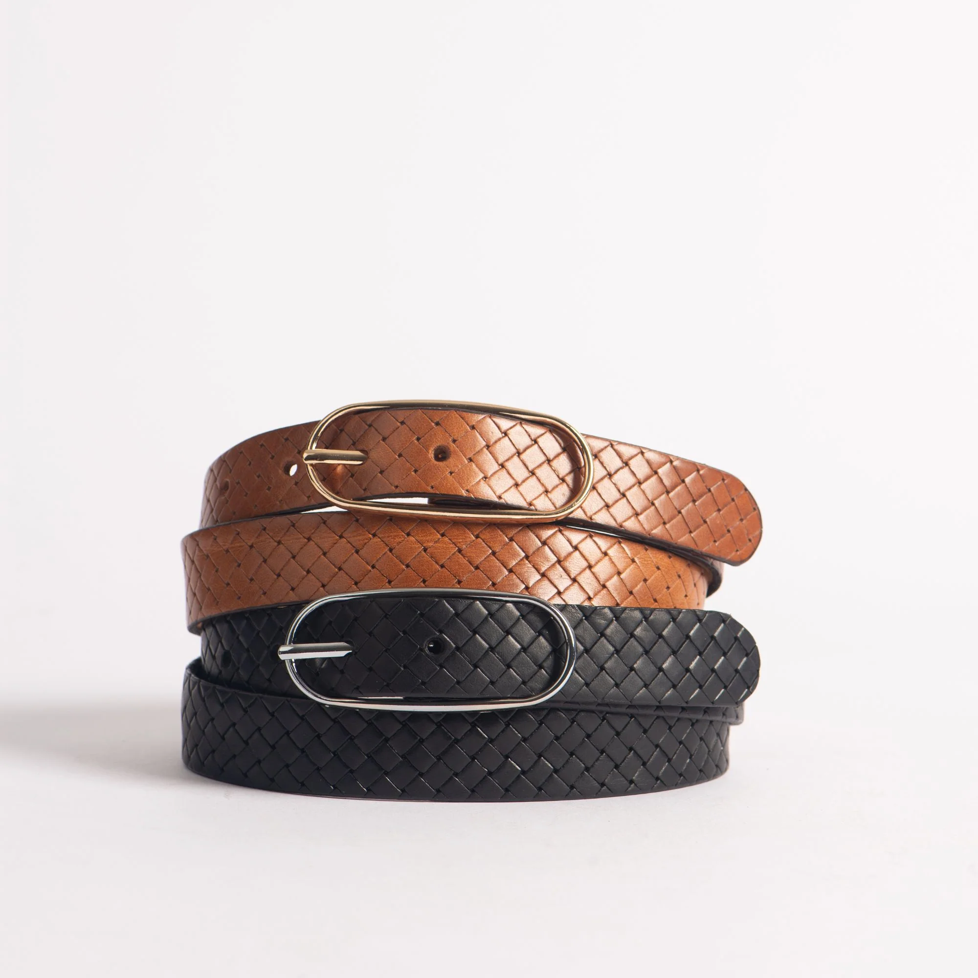 Aika - Tan Braided Embossed Leather Belt with Oval Buckle - Made in Canada - Image 7