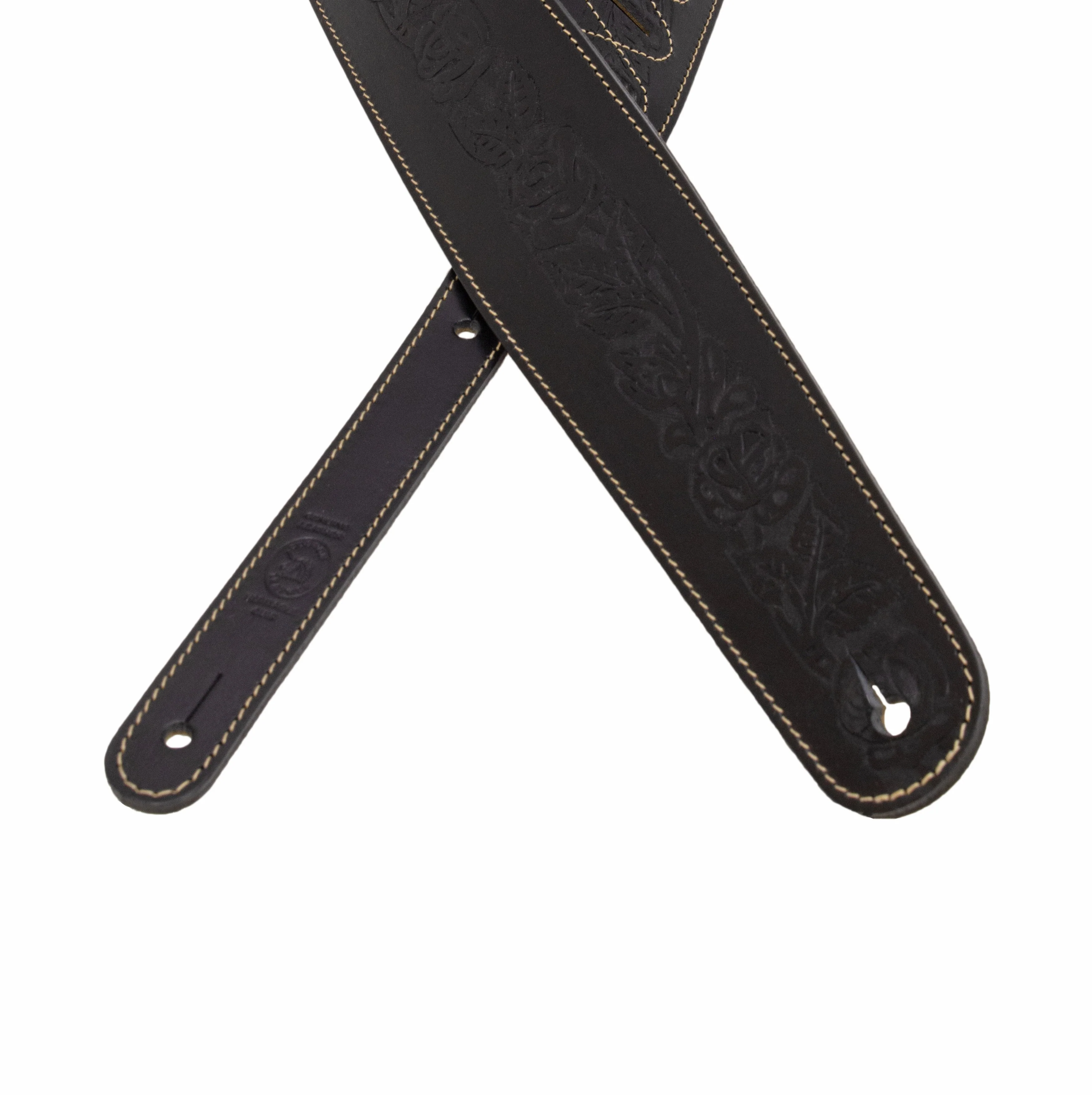 Axl - Cognac Rose Embossed Full Grain Leather Guitar Strap - Image 8