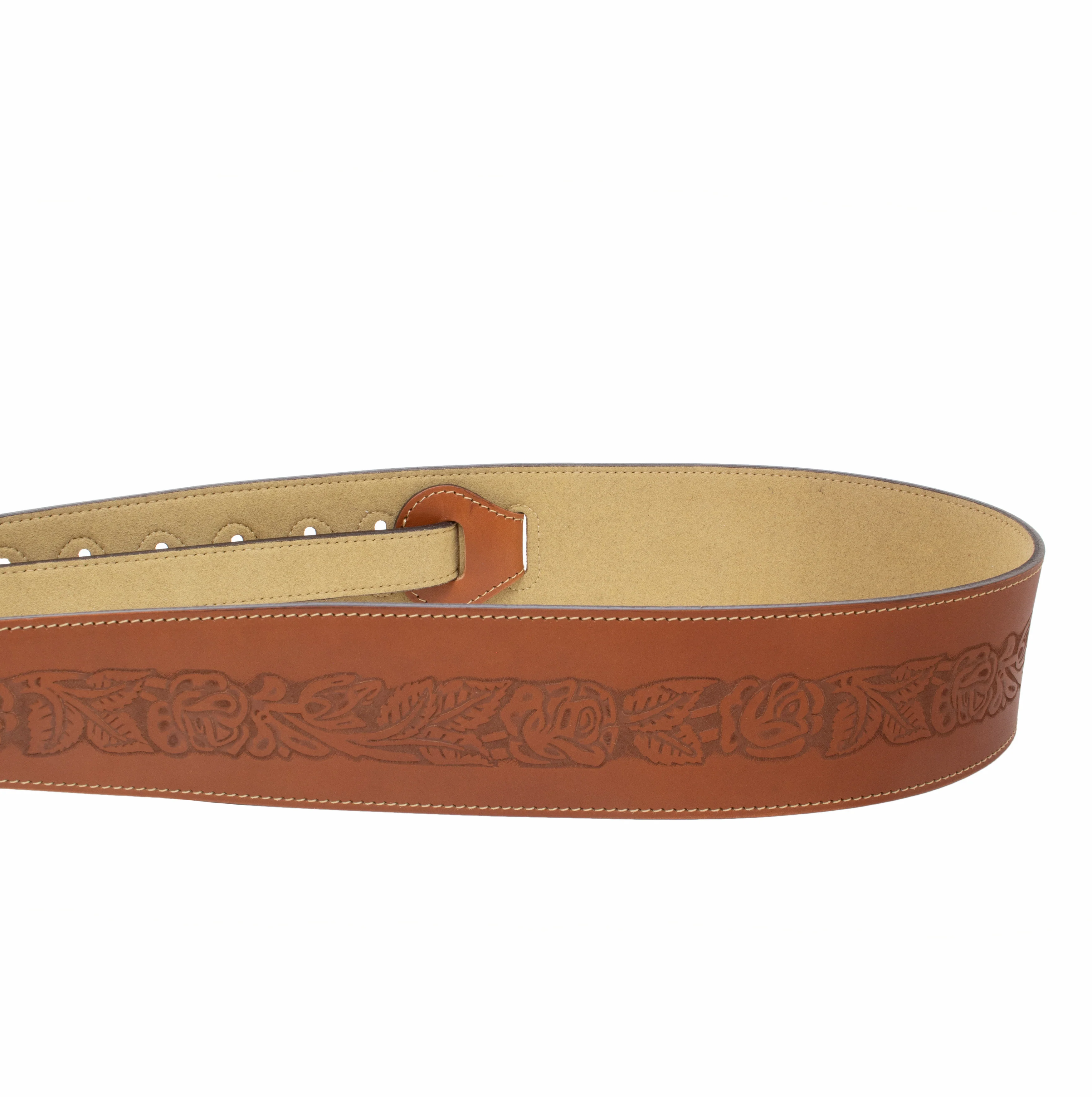 Axl - Rose Embossed Black Full Grain Leather Guitar Strap - Image 7