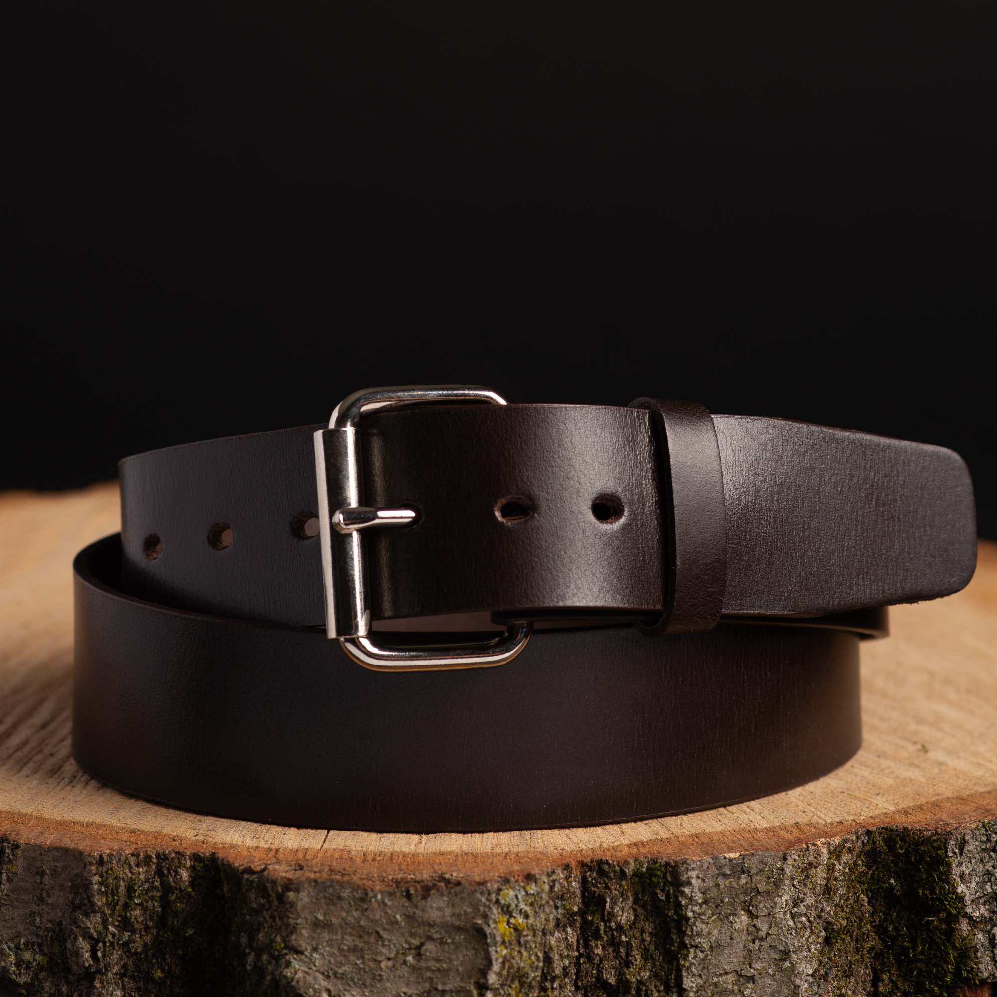 Black 45 mm 100% Full Grain Bridle Leather Belt for Jeans - Image 5