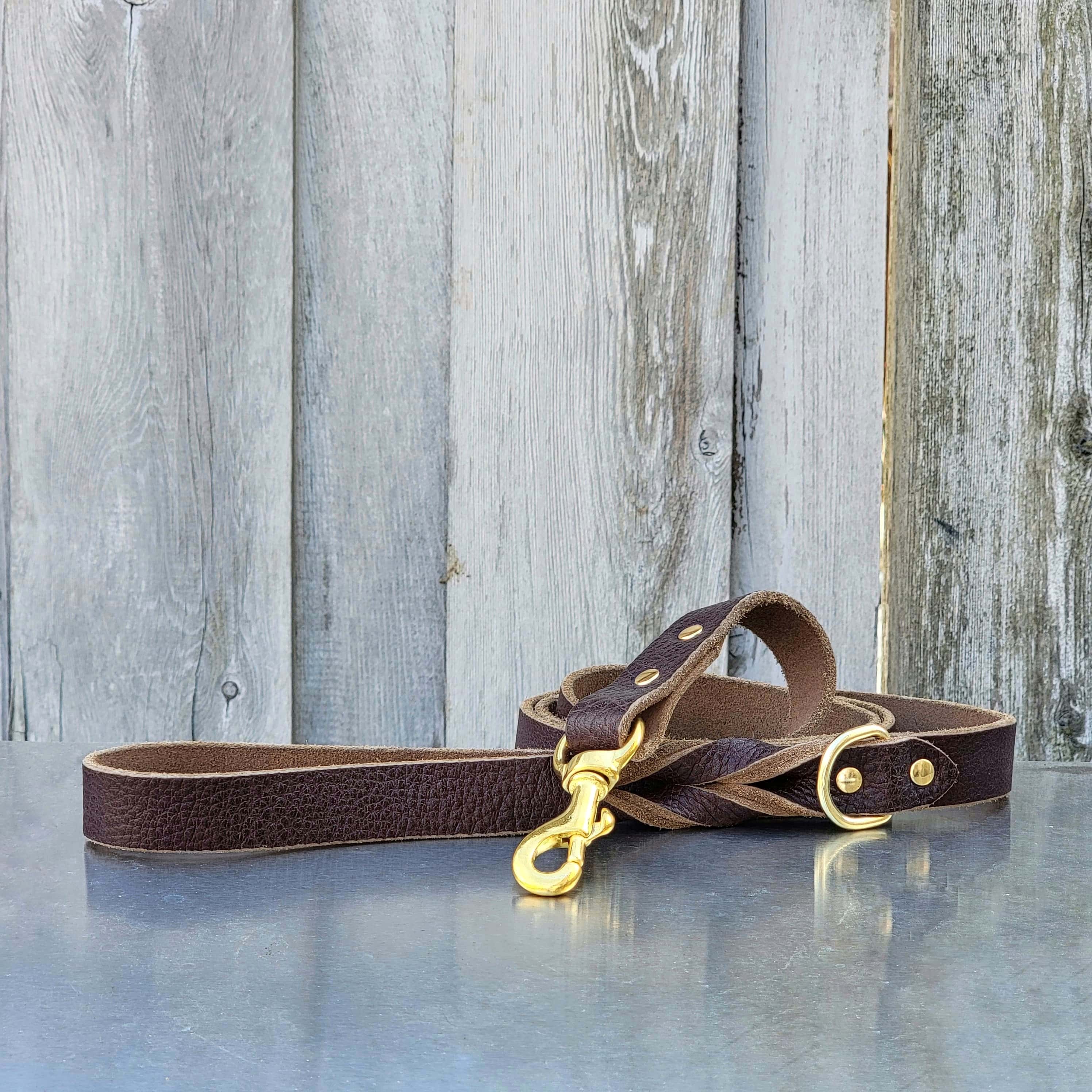 Black Braided Leather Dog Leash 60'' - Made in Canada - Image 4