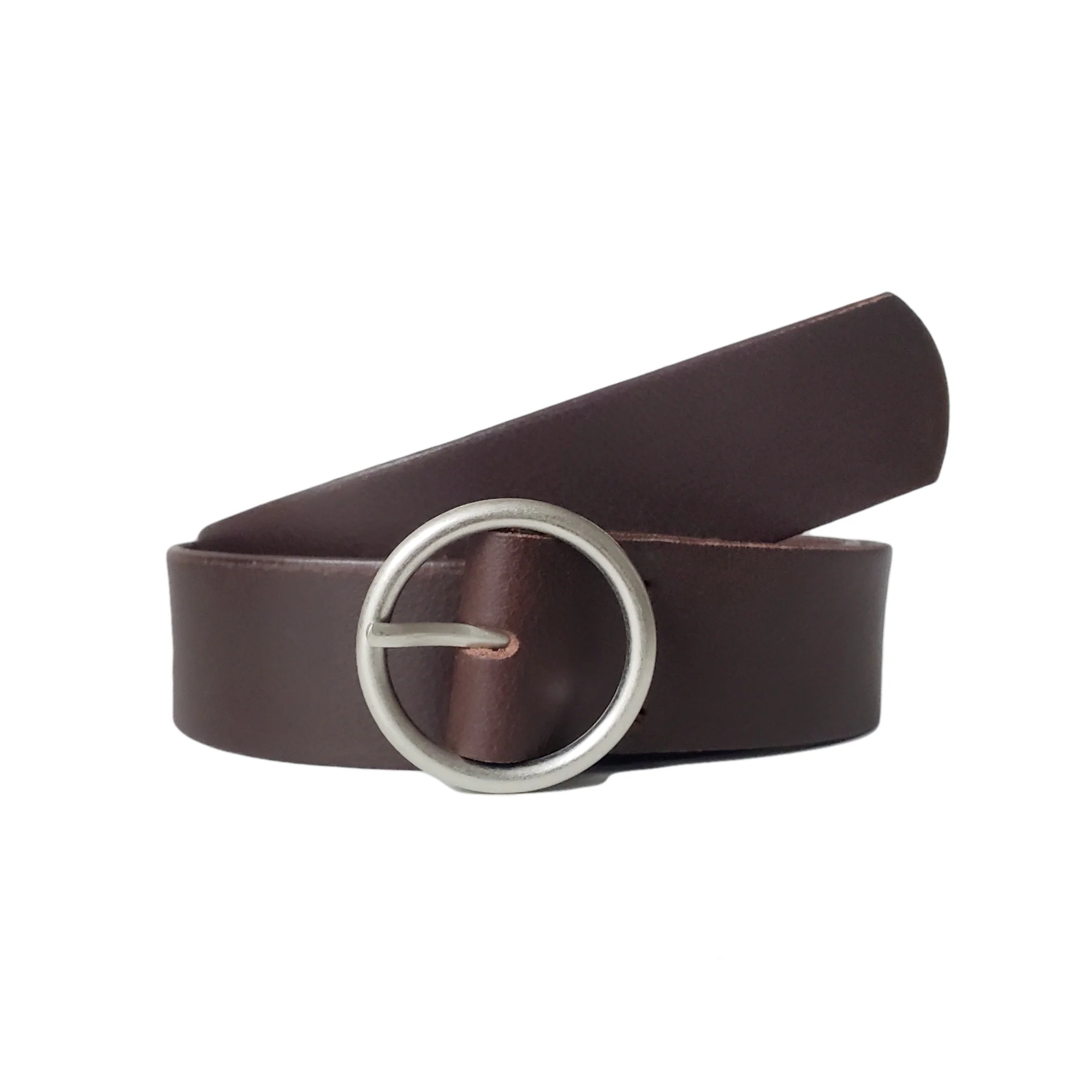 Sempre - Black Vachetta Leather Waist Belt with Circular Buckle - Image 3