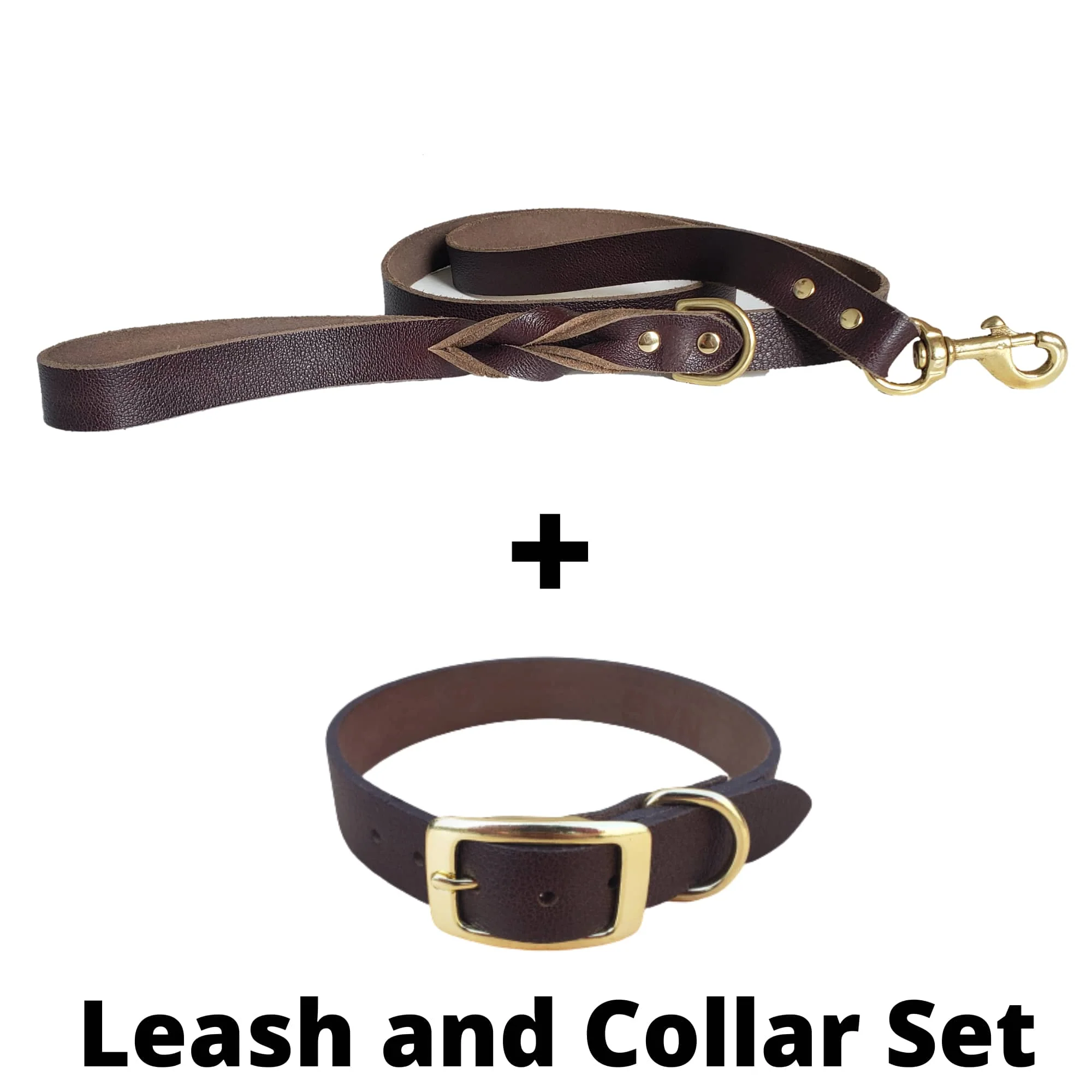 Black Leather Dog Leash and Collar Set - Made in Canada - Image 4