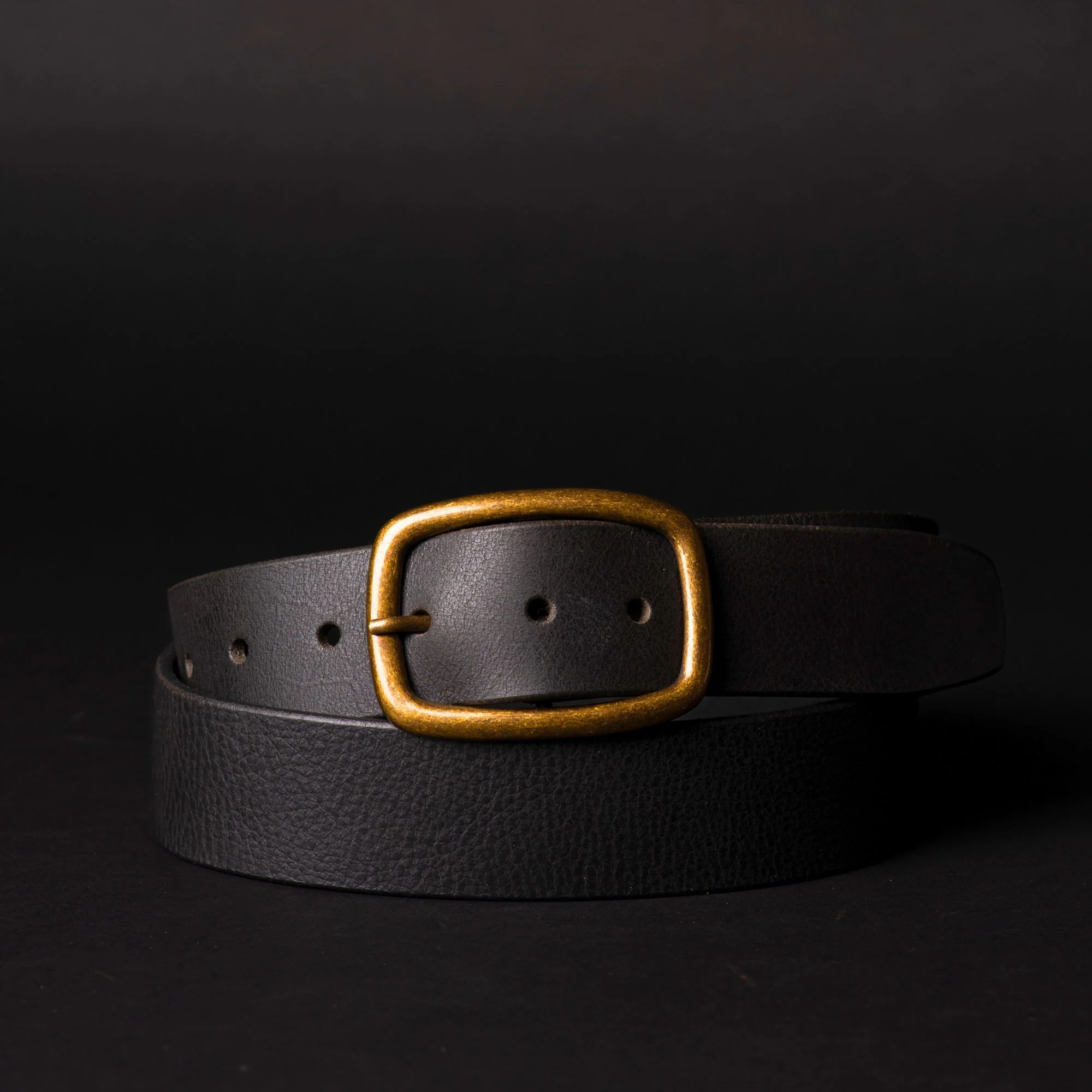 Amara - Black Leather Dress Belt with Gold Buckle - Made in Canada - Image 5