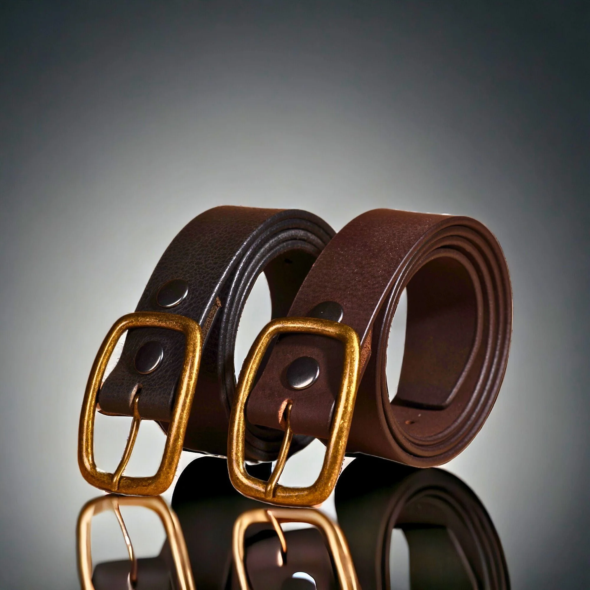 Amara - Black Leather Dress Belt with Gold Buckle - Made in Canada - Image 6