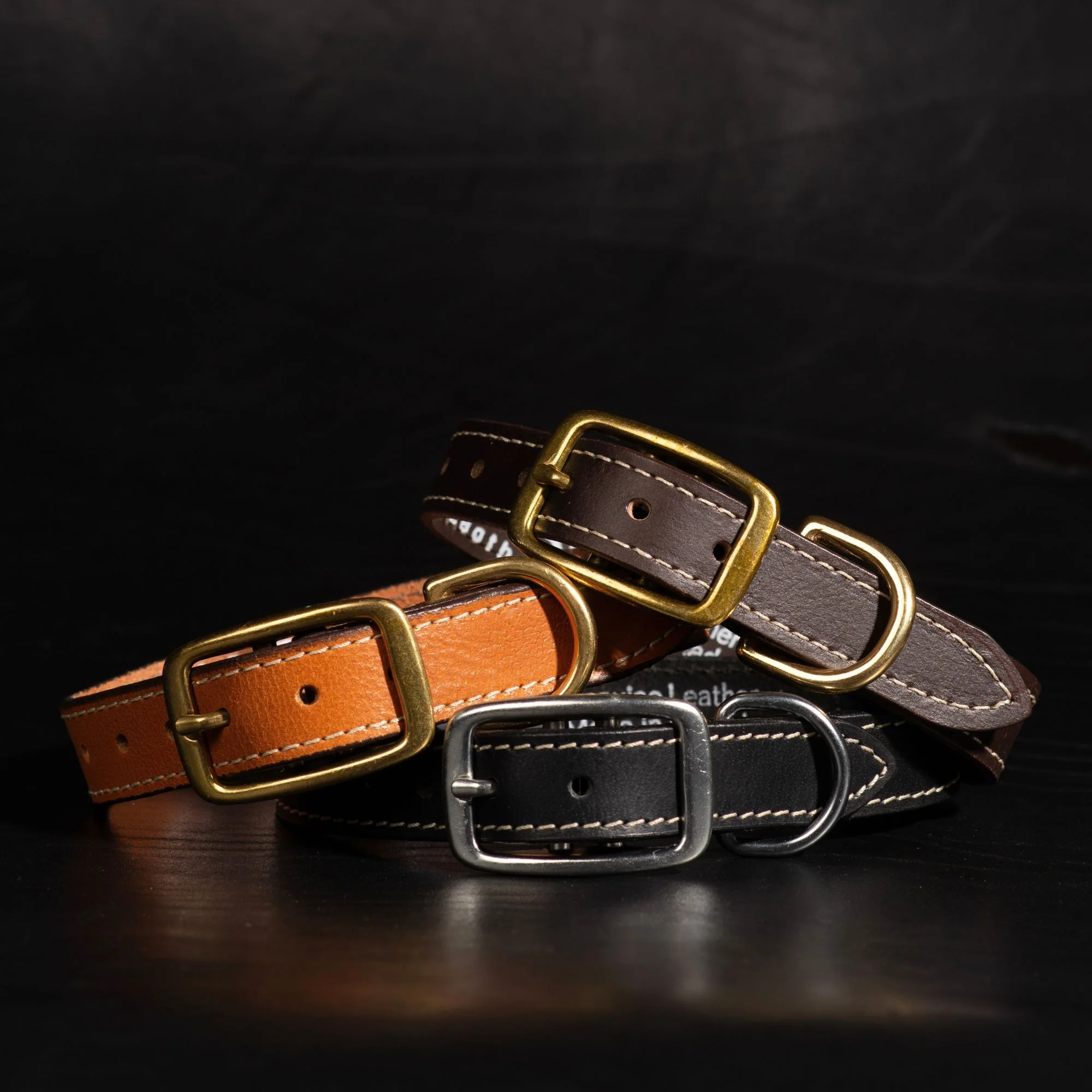 Trailblazer - Black Stitched Premium Leather Dog Collar - Made in Canada - Image 2