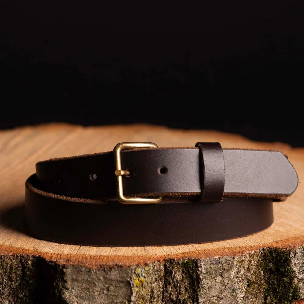 Kyomi- Brown 100% Premium Leather Belt- Made in Canada - Image 4