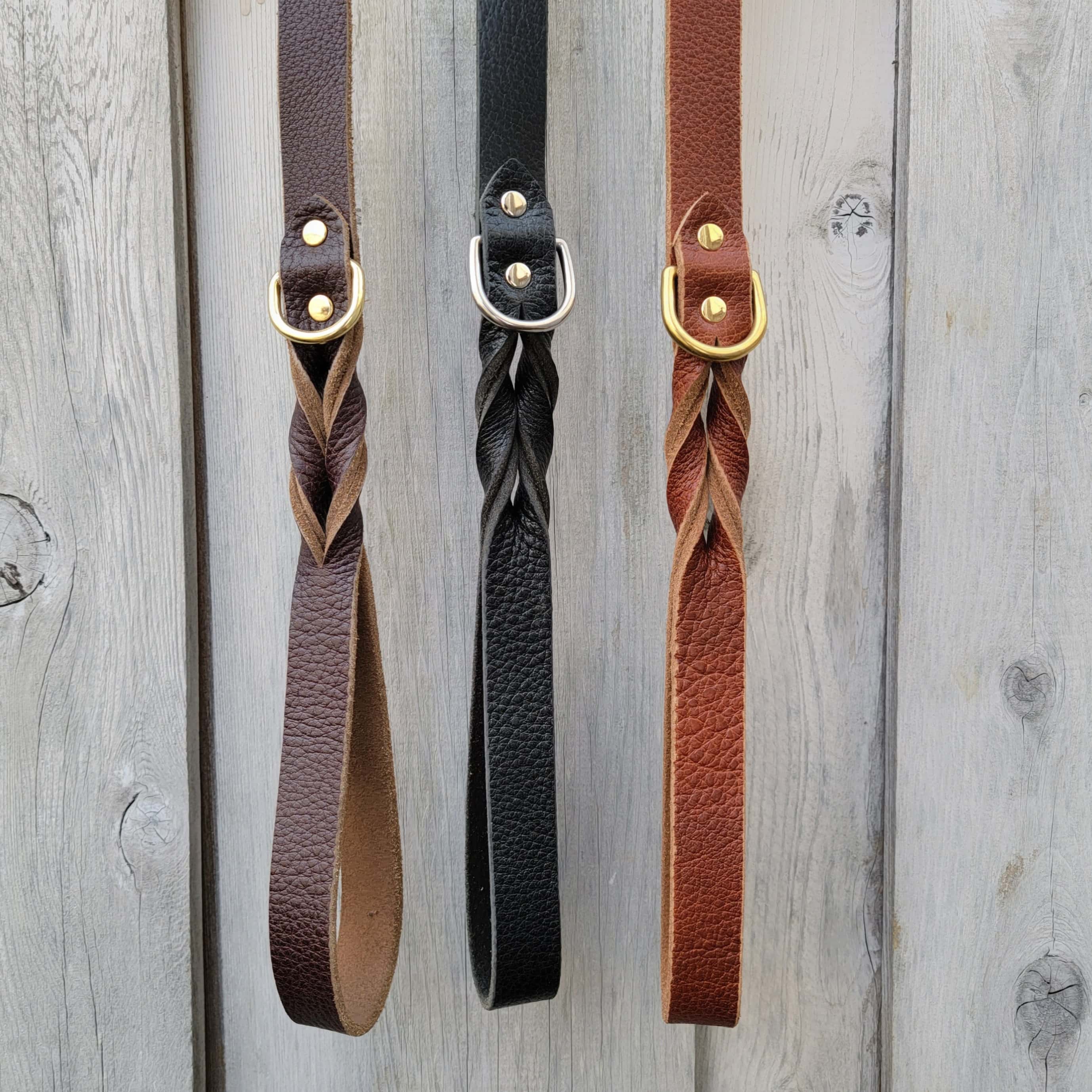 Brown Braided Leather Dog Leash 60'' - Made in Canada - Image 3