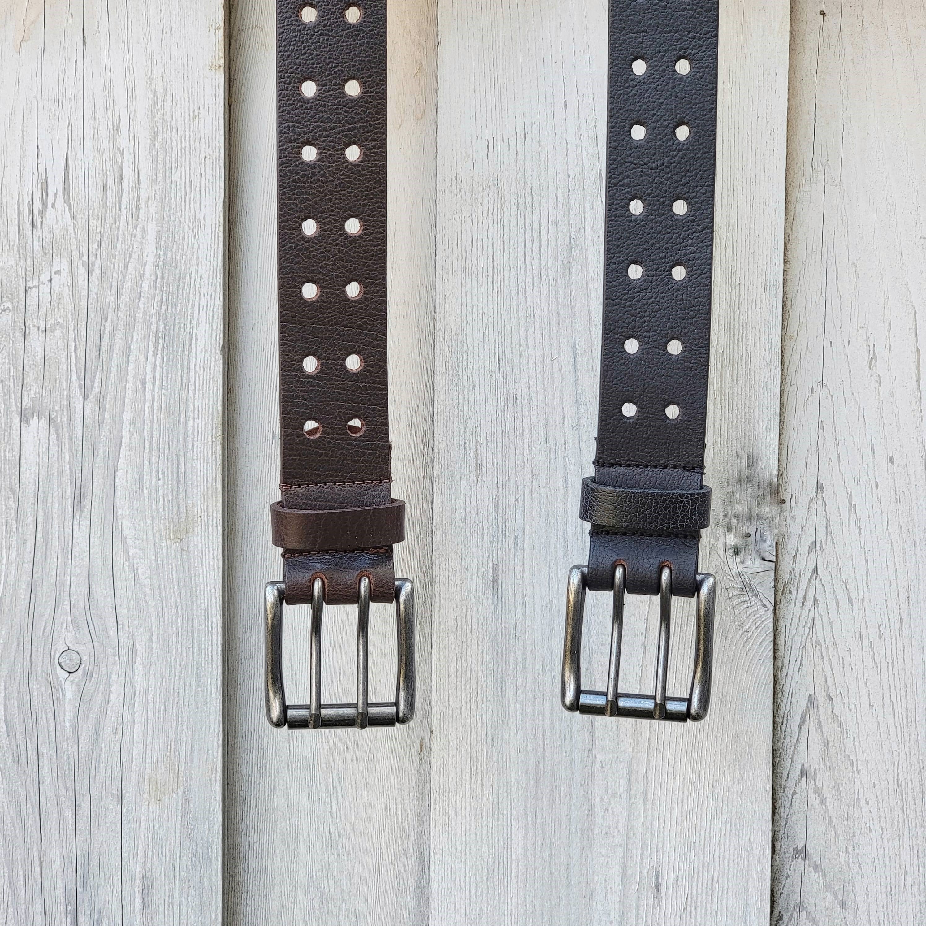 Brown Double Hole Full Grain Leather Belt - Image 10