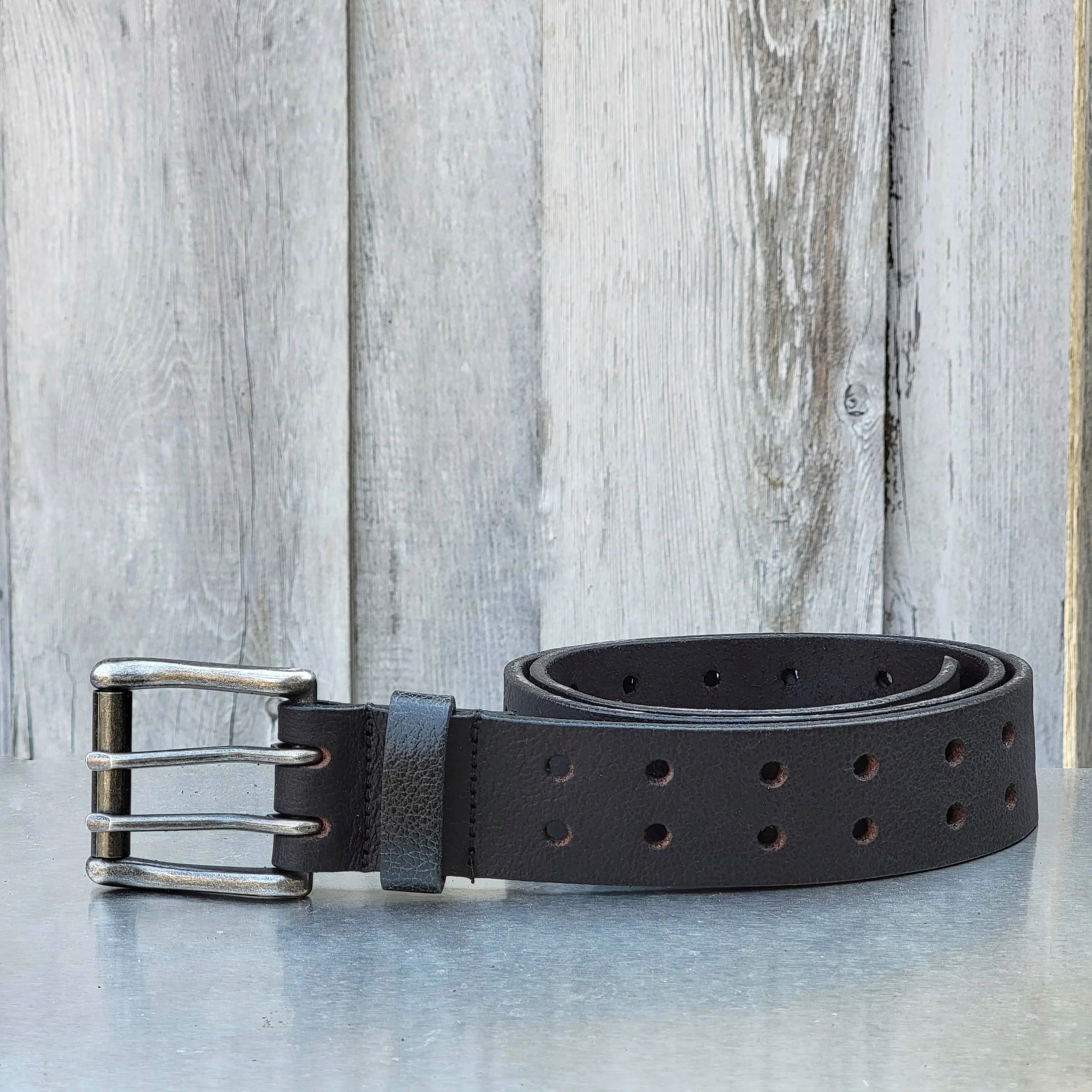 Brown Double Hole Full Grain Leather Belt - Image 8