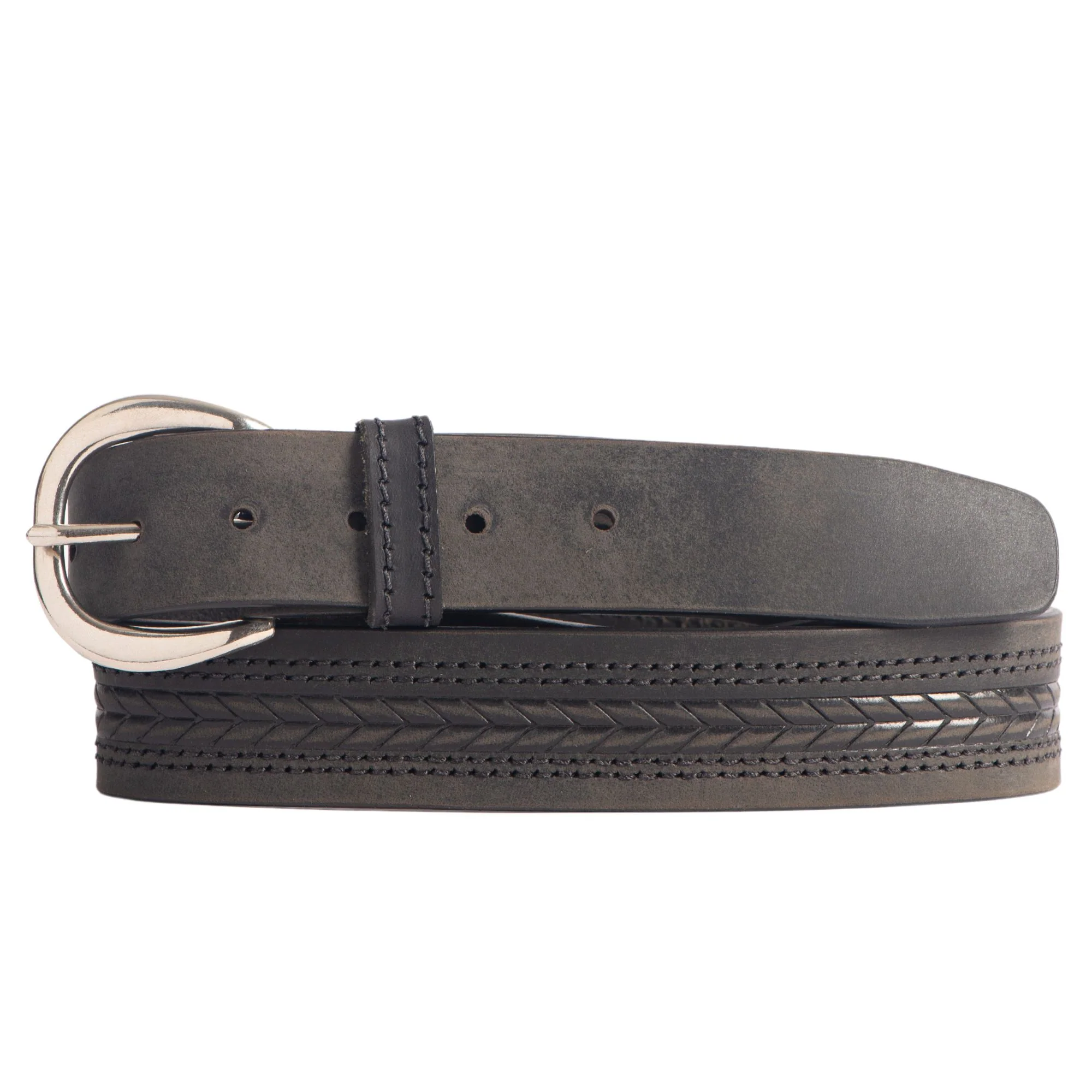Terra - Brown Embossed Leather Belt with Gold Buckle - Made in Canada - Image 8