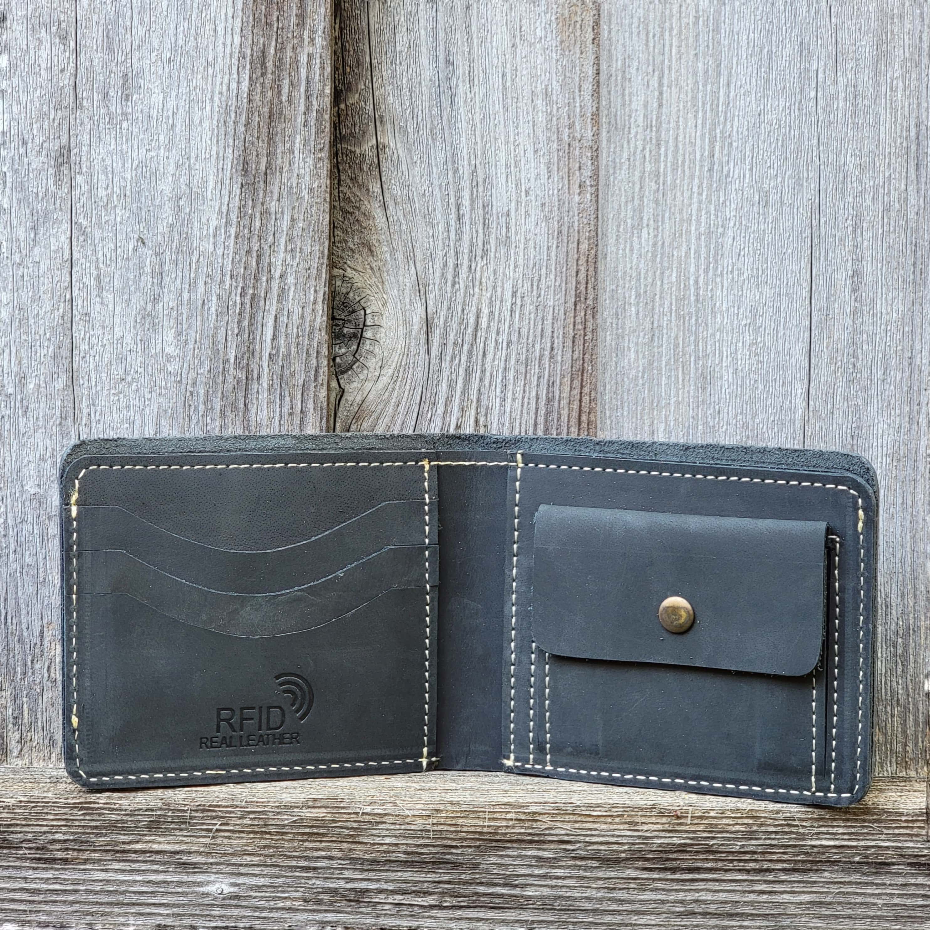 Brown Full Grain Leather Wallet with Coin Pouch - Made in Canada - Image 5