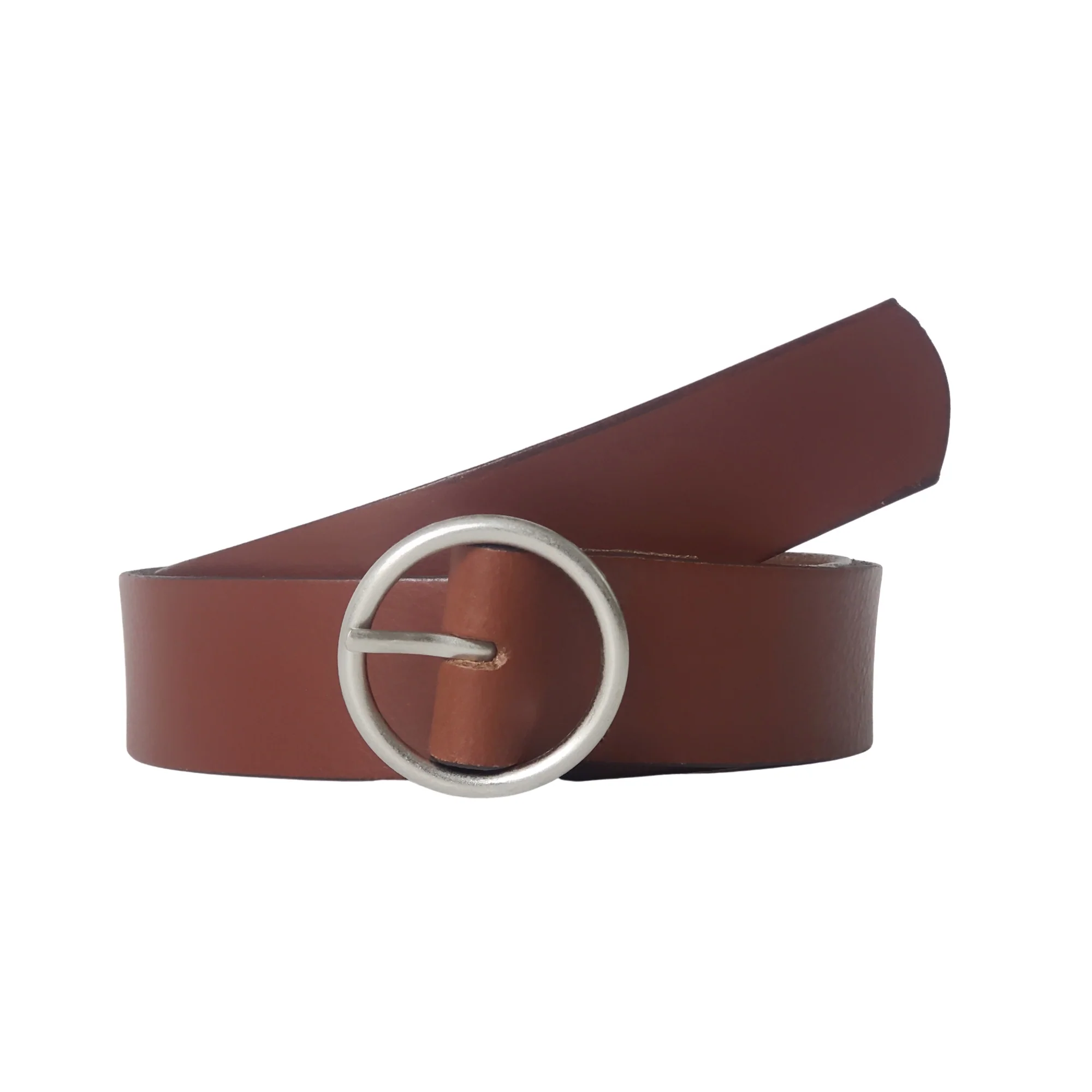 Sempre - Brown Vachetta Leather Waist Belt with Circular Buckle - Made in Canada - Image 5