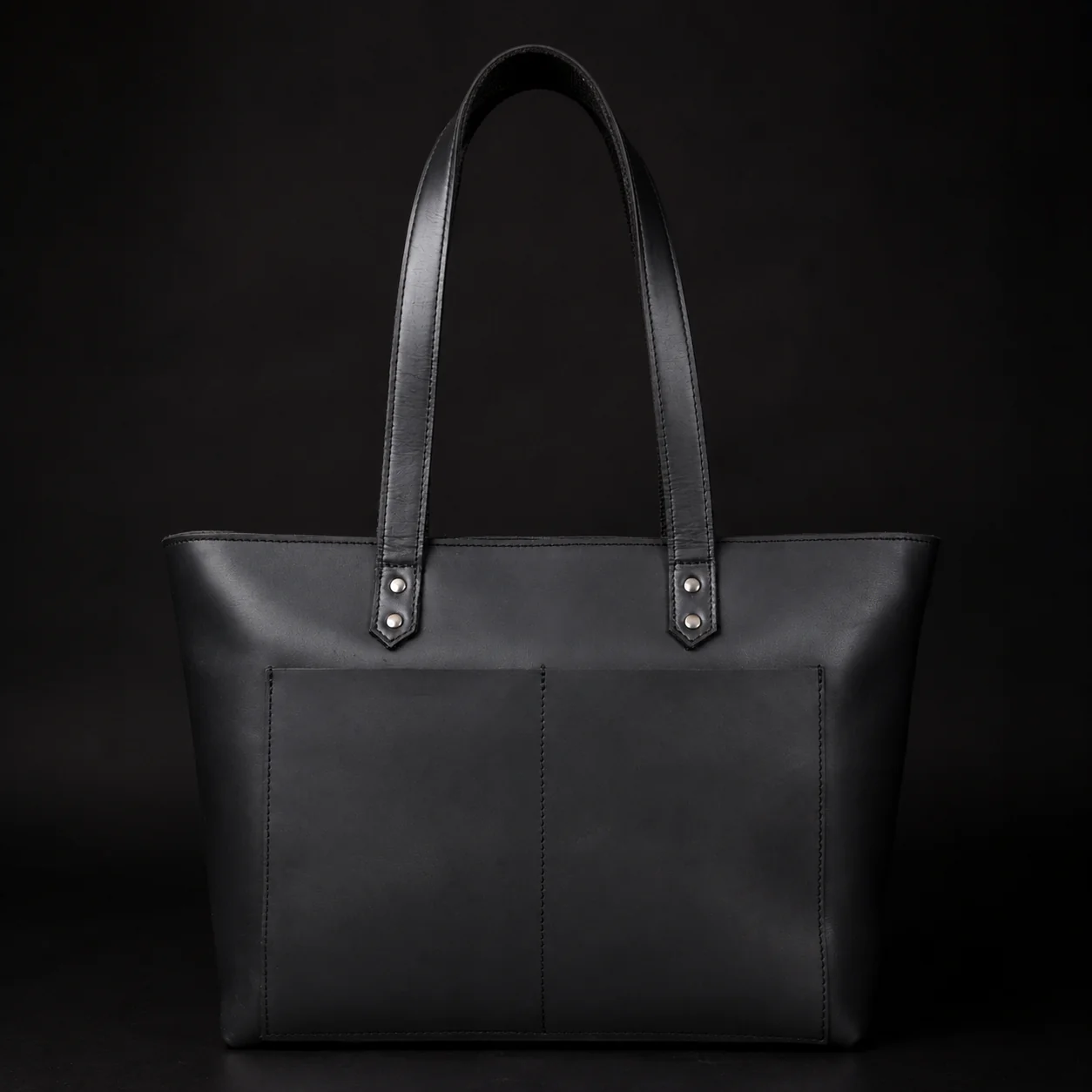 Classic Black Leather Tote Bag - Image 14