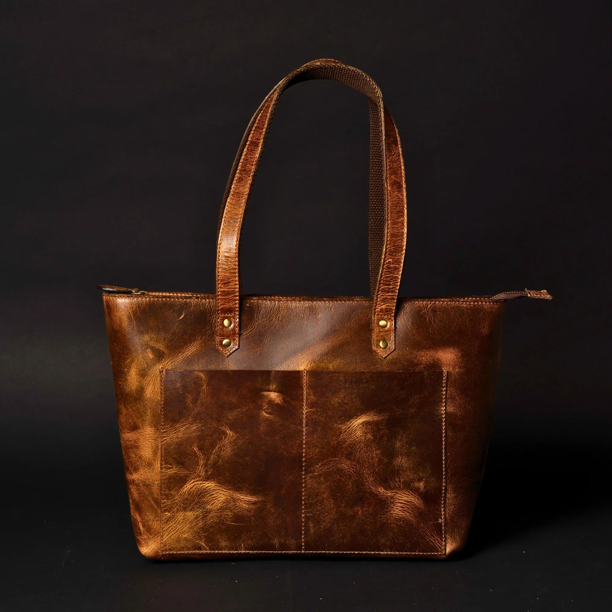 Classic Black Leather Tote Bag - Image 8
