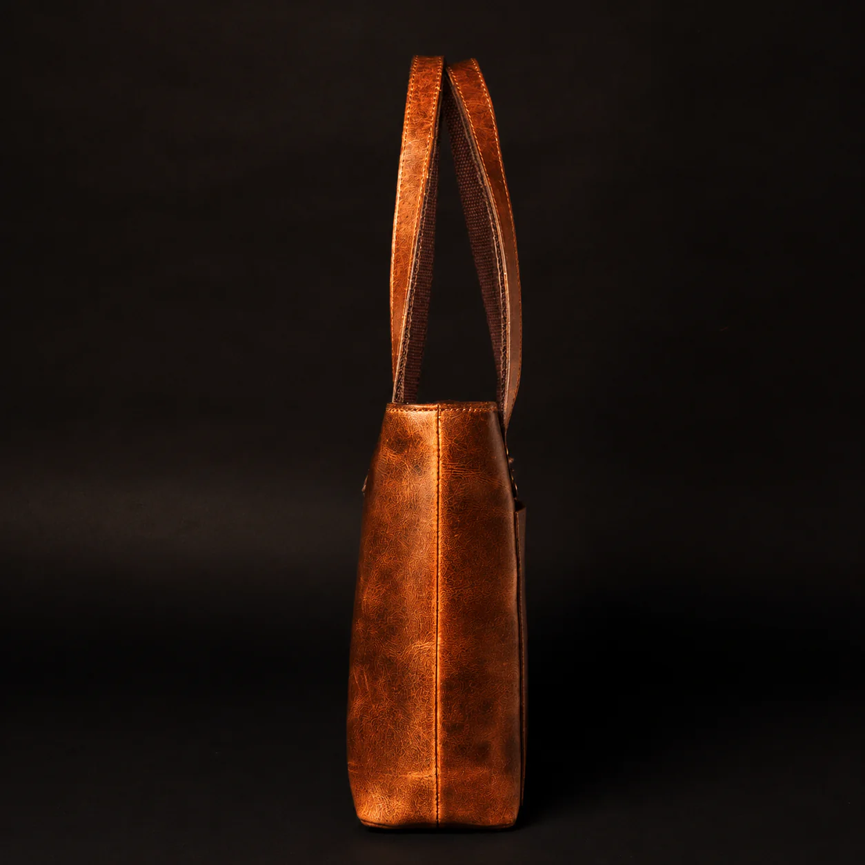 Classic Cognac Leather Tote Bag - Image 9