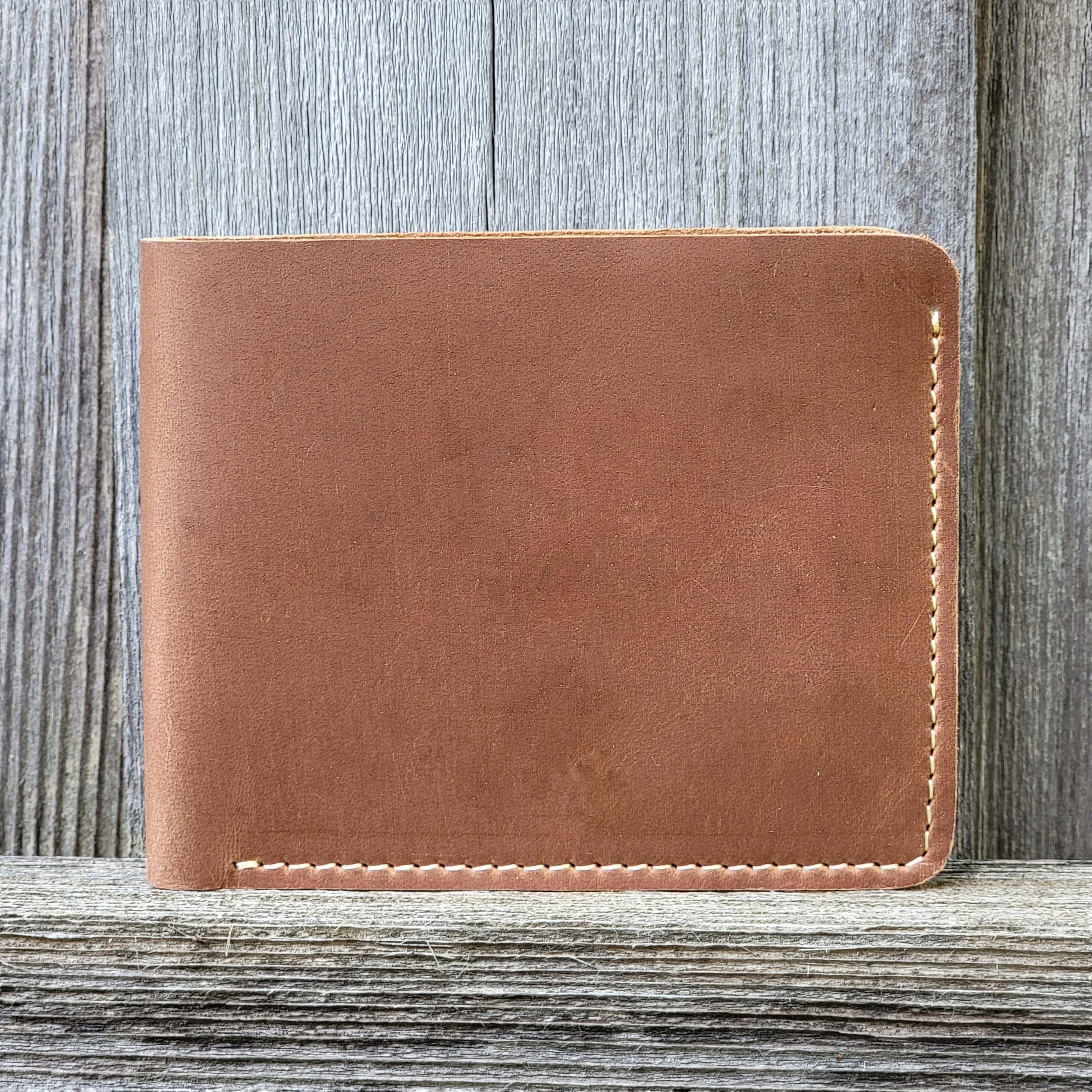 Cognac Full Grain Leather Wallet with Coin Pouch - Image 6