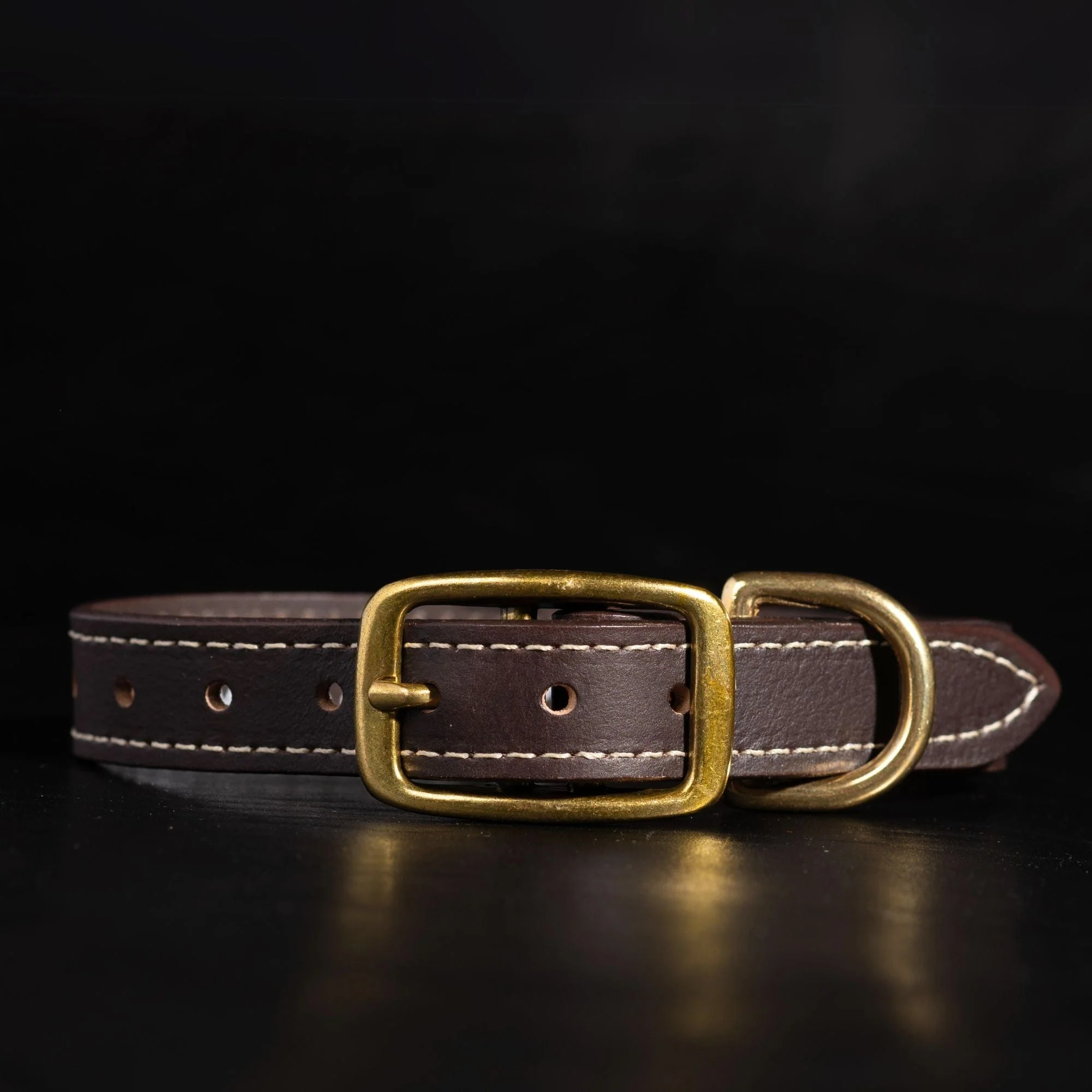 Trailblazer - Cognac Stitched Premium Leather Dog Collar - Made in Canada - Image 3