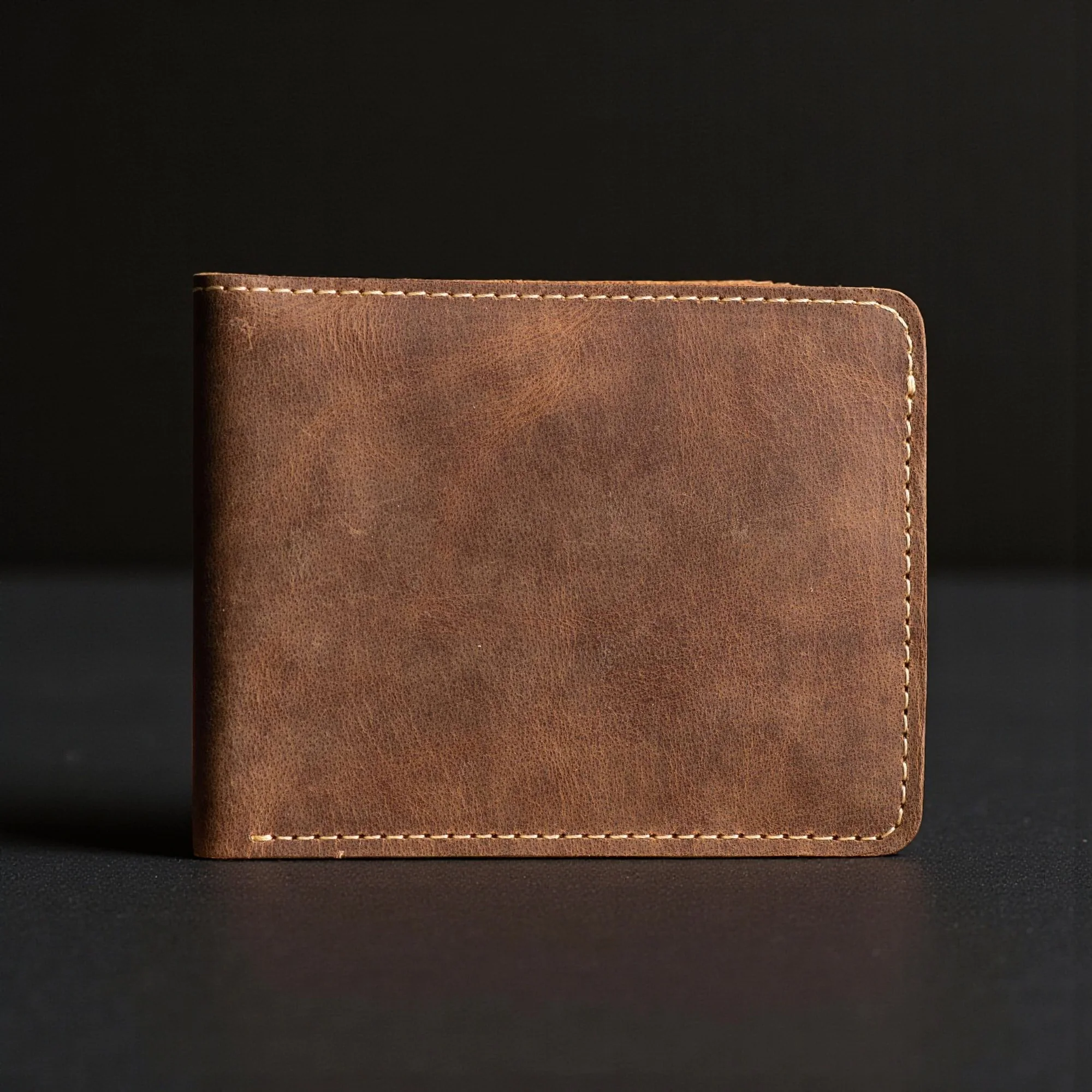Black Full Grain Leather Minimalist Wallet - Image 5