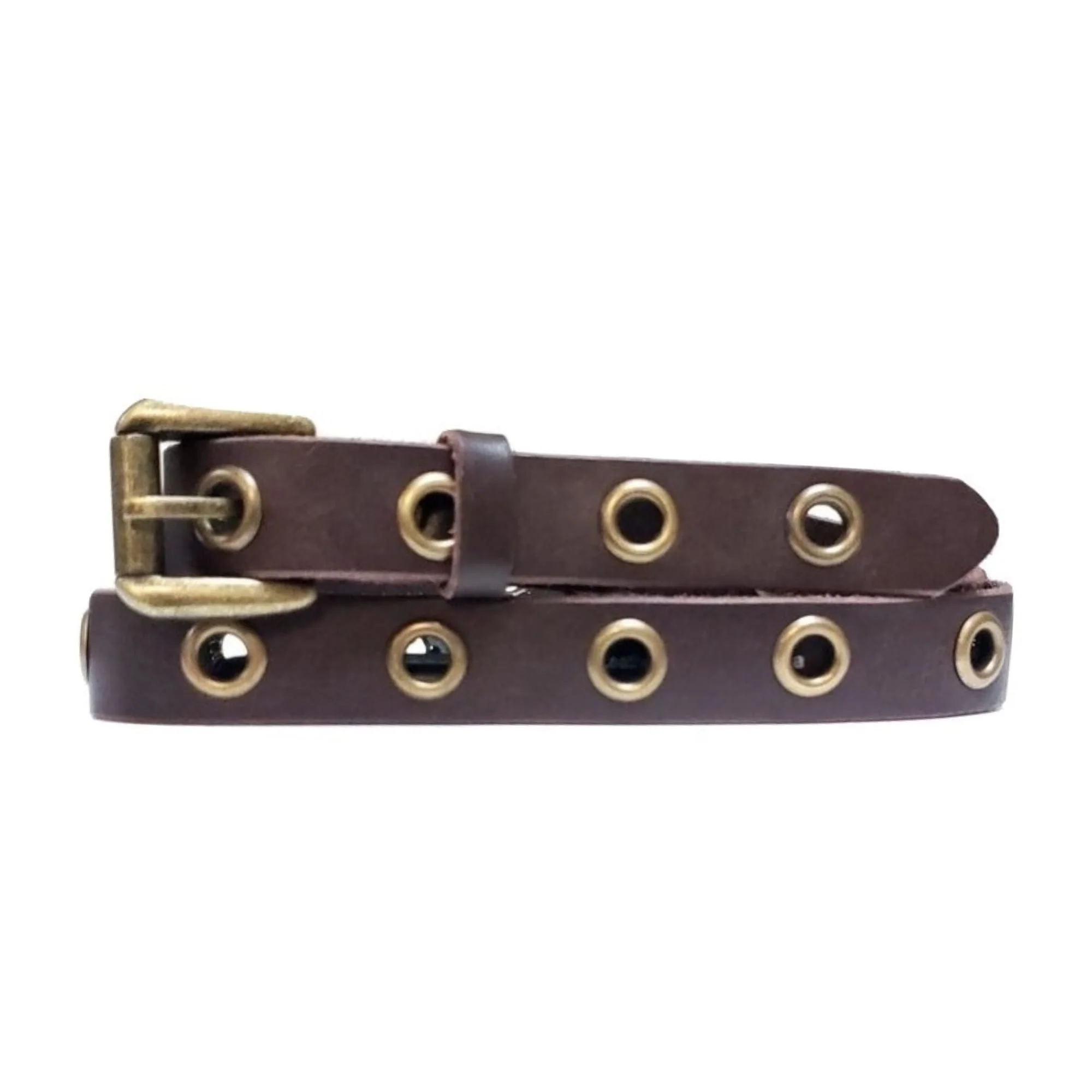 Exene - Slim Black Leather Belt with Single Grommets - Made in Canada - Image 7