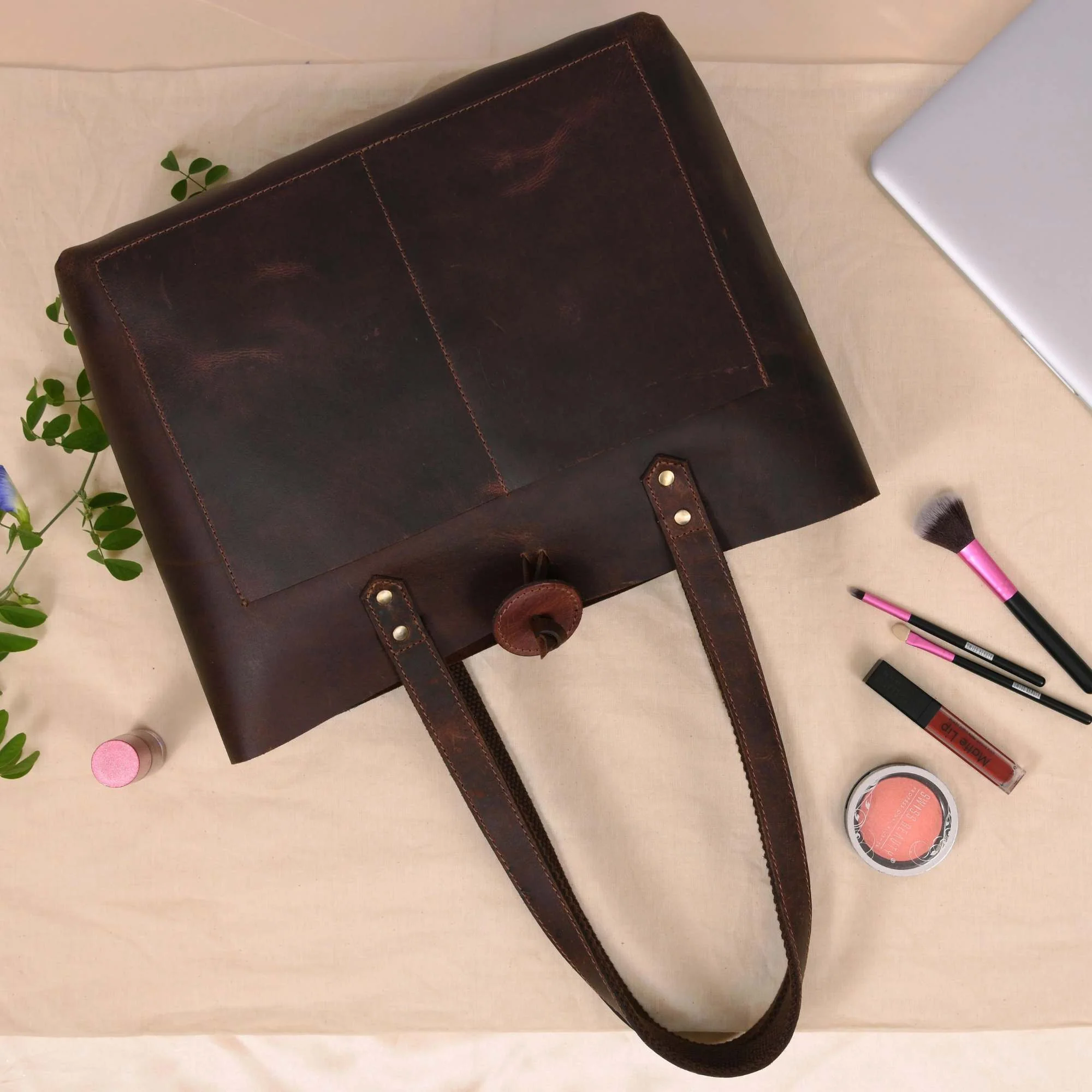 Tolredo - Brown Leather Tote Bag with Leather Closure - Image 11
