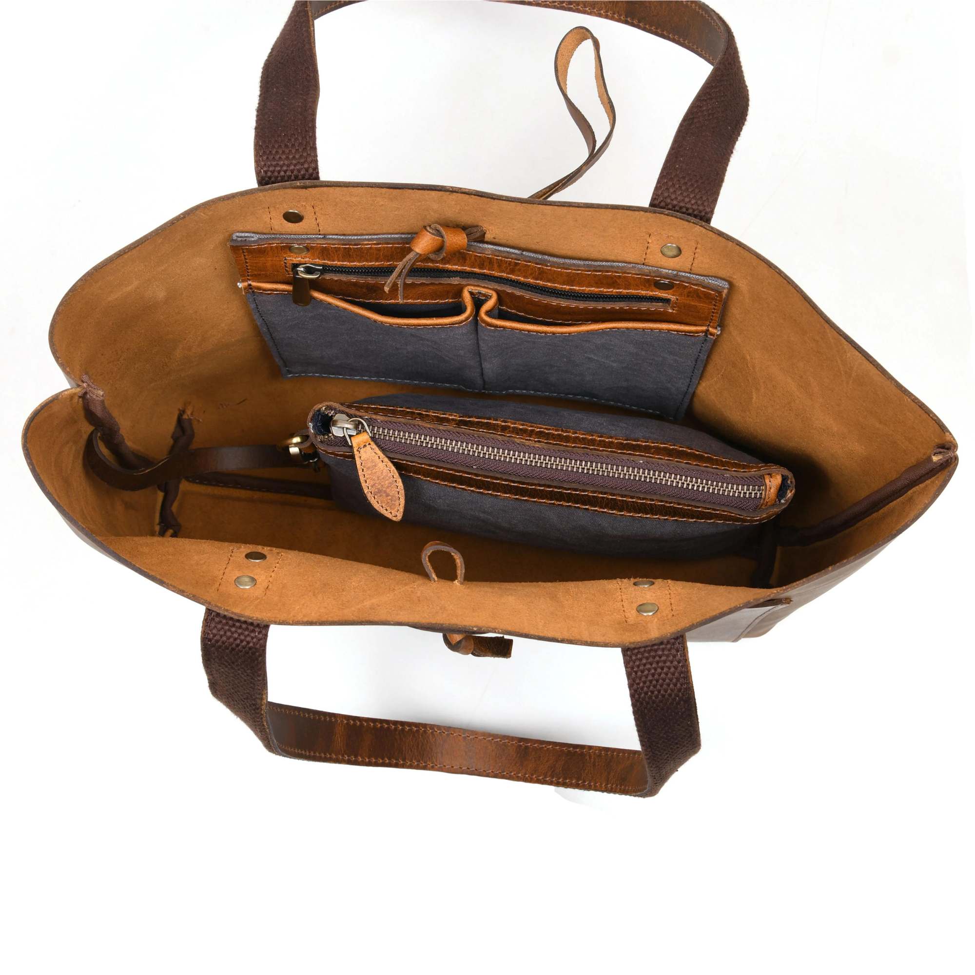 Tolredo - Cognac Leather Tote Bag with Leather Closure - Image 6