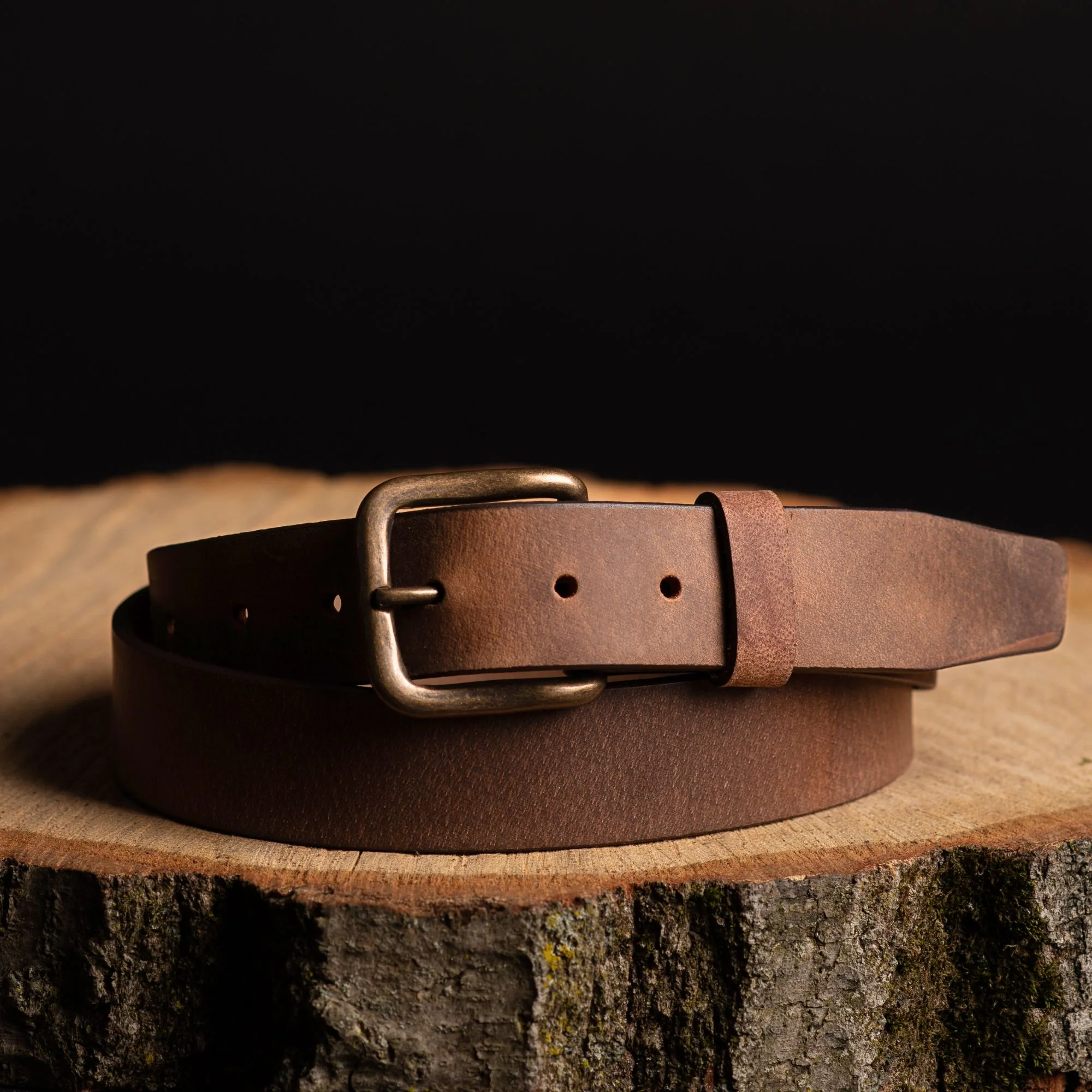 Brown Leather Belt - 35 mm Full Grain Distressed Leather Belt - Image 3