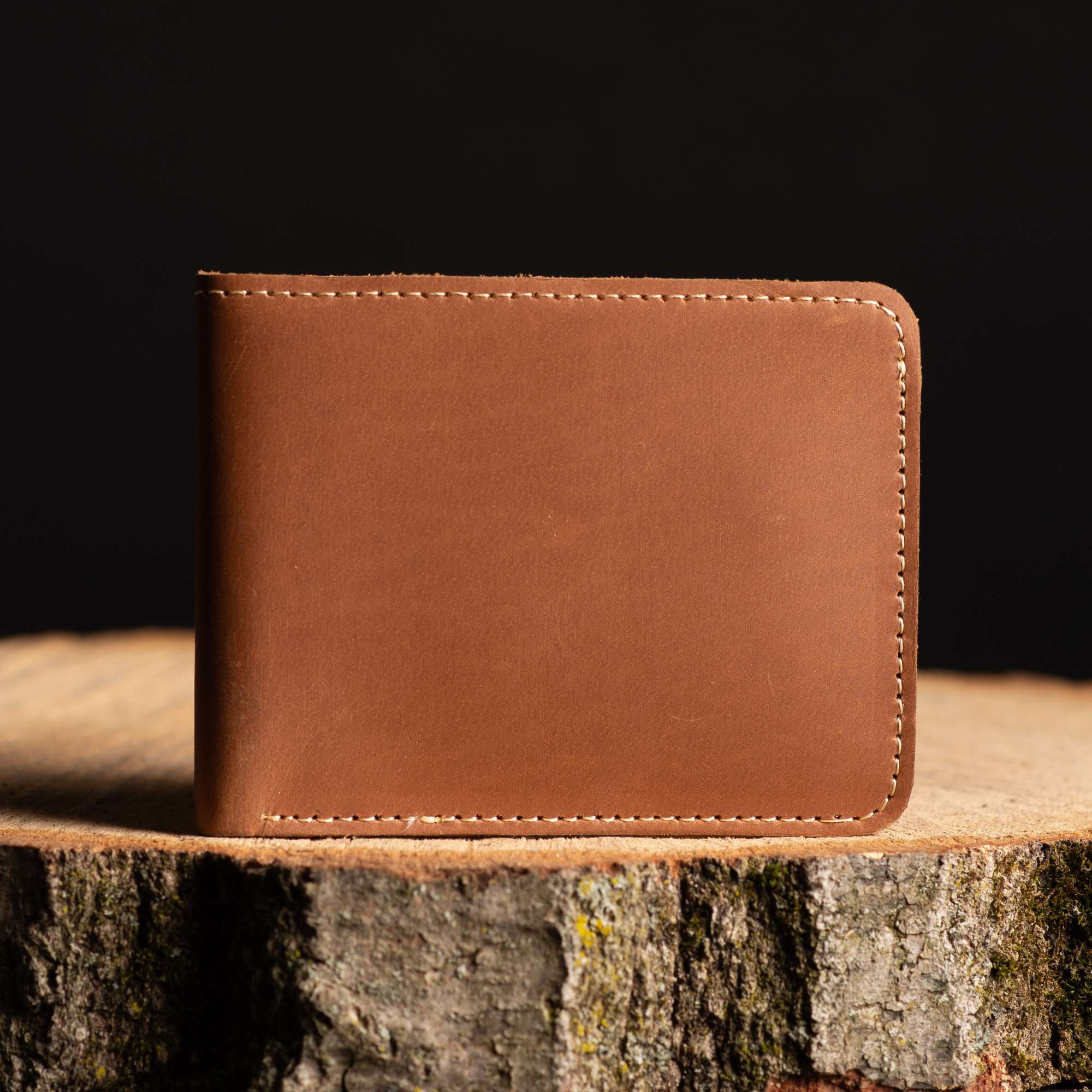 Engraved Brown Full Grain Leather Minimalist Wallet - Image 6