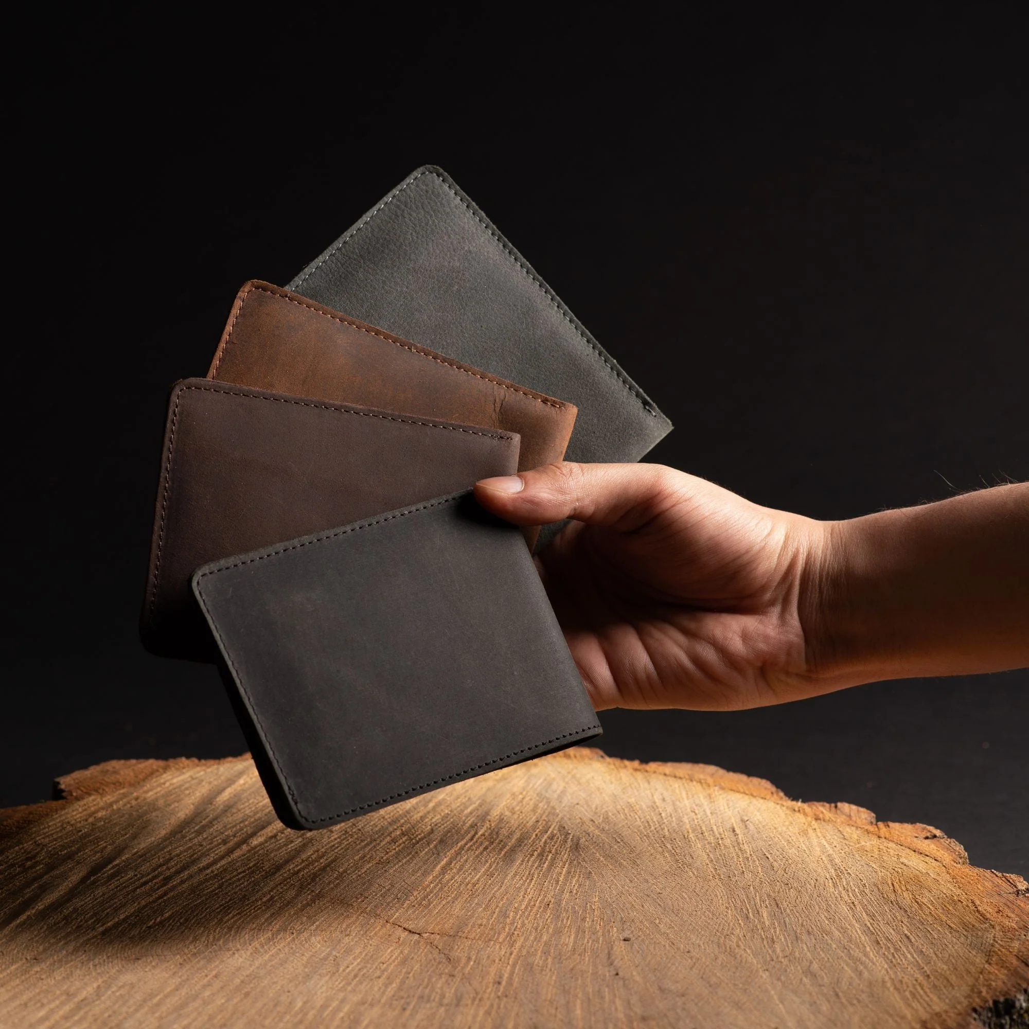 Flex - Smoke Grey Full-Grain Distressed Leather Flexible Wallet - Image 12