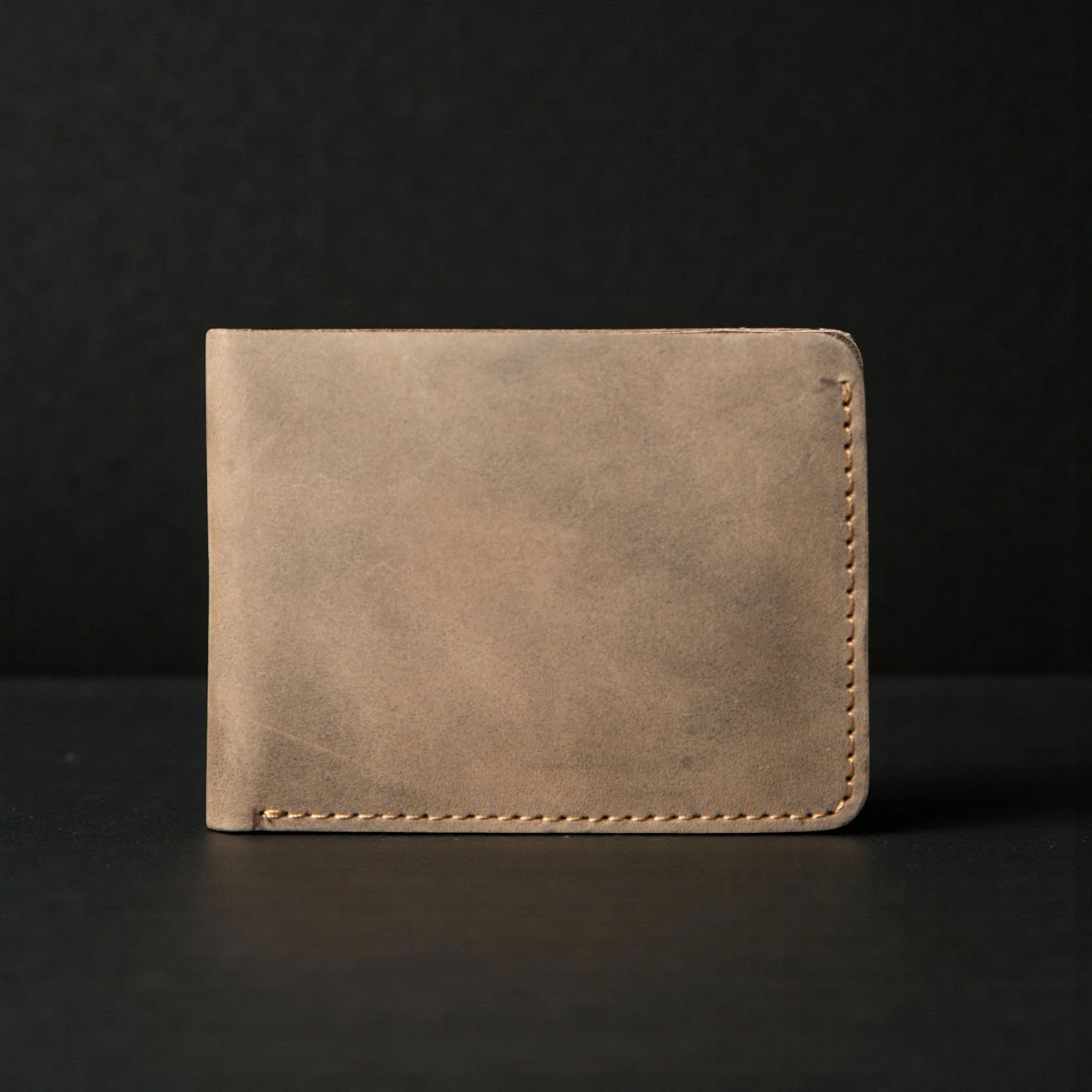 Black Dollar Size Full-Grain Leather Wallet - Image 4