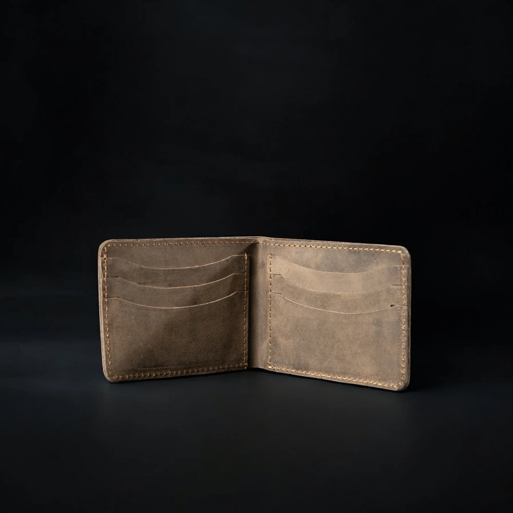 Black Dollar Size Full-Grain Leather Wallet - Image 6