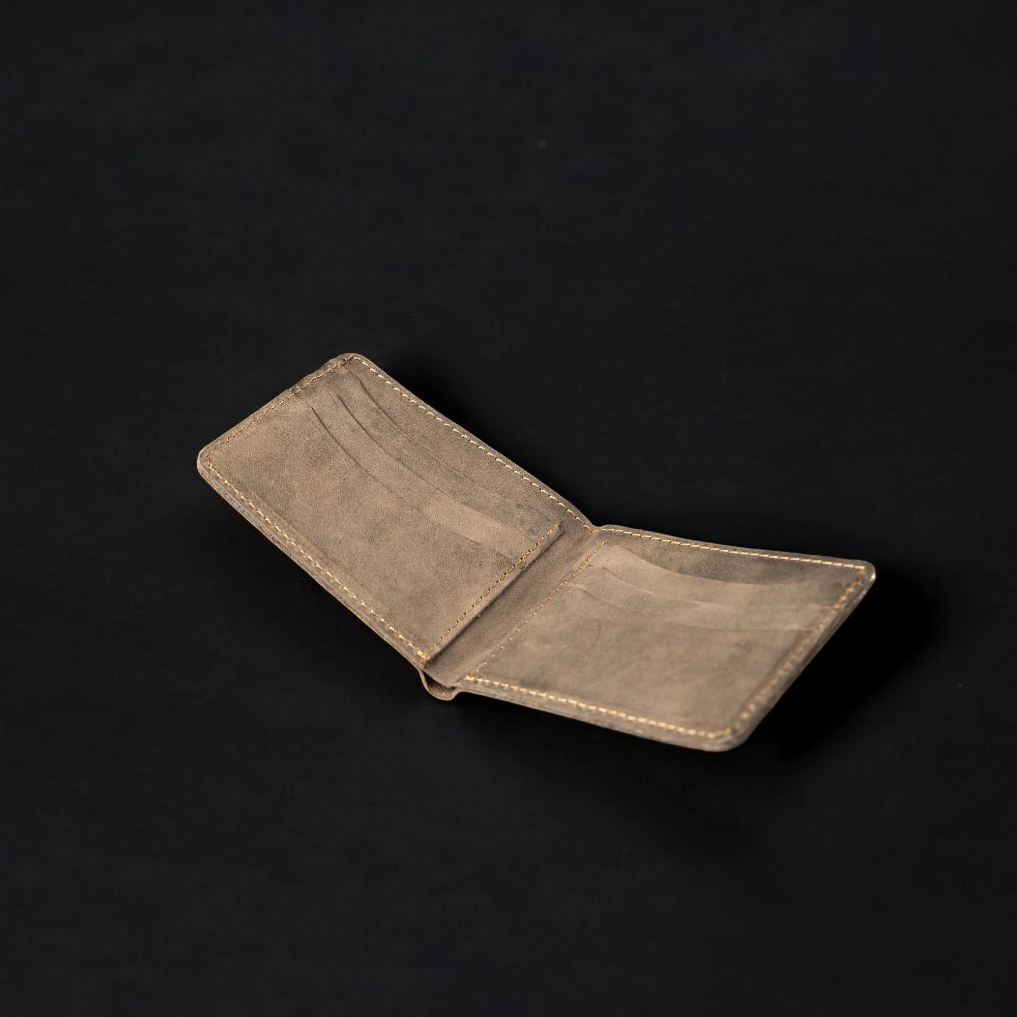 Black Dollar Size Full-Grain Leather Wallet - Image 5