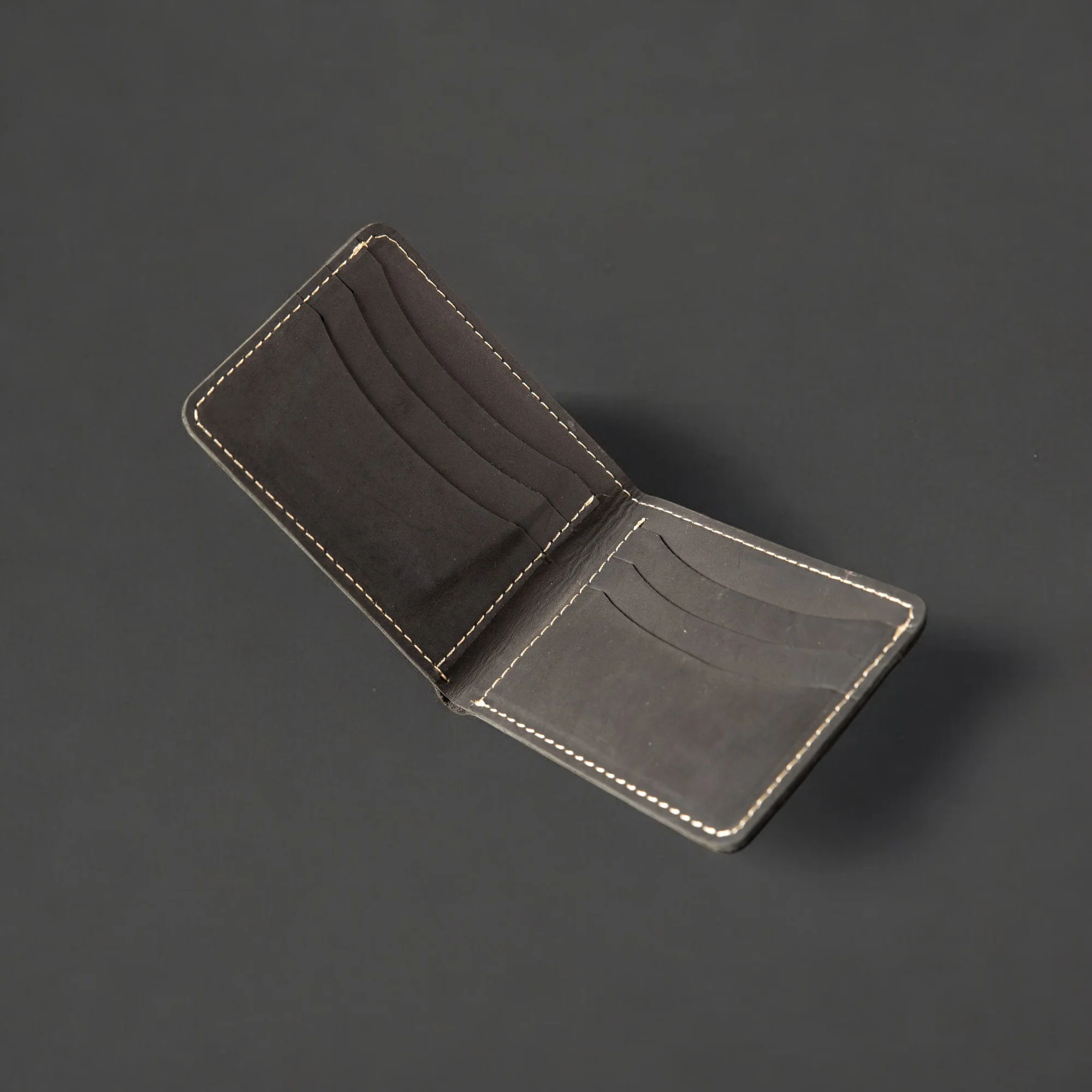 Black Dollar Size Full-Grain Leather Wallet - Image 3