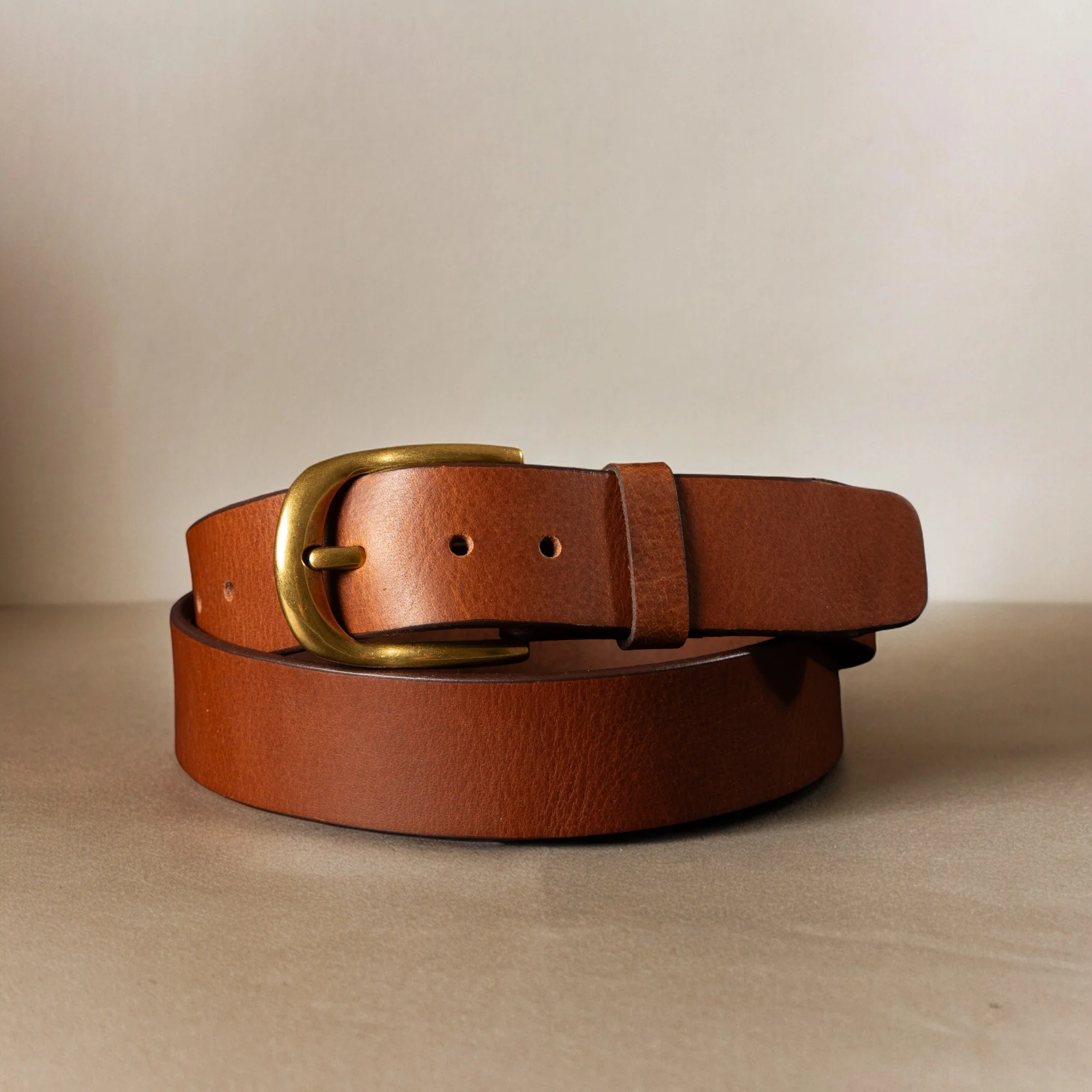 Liora - Tan Leather Belt with Gold Buckle - Made in Canada - Image 2