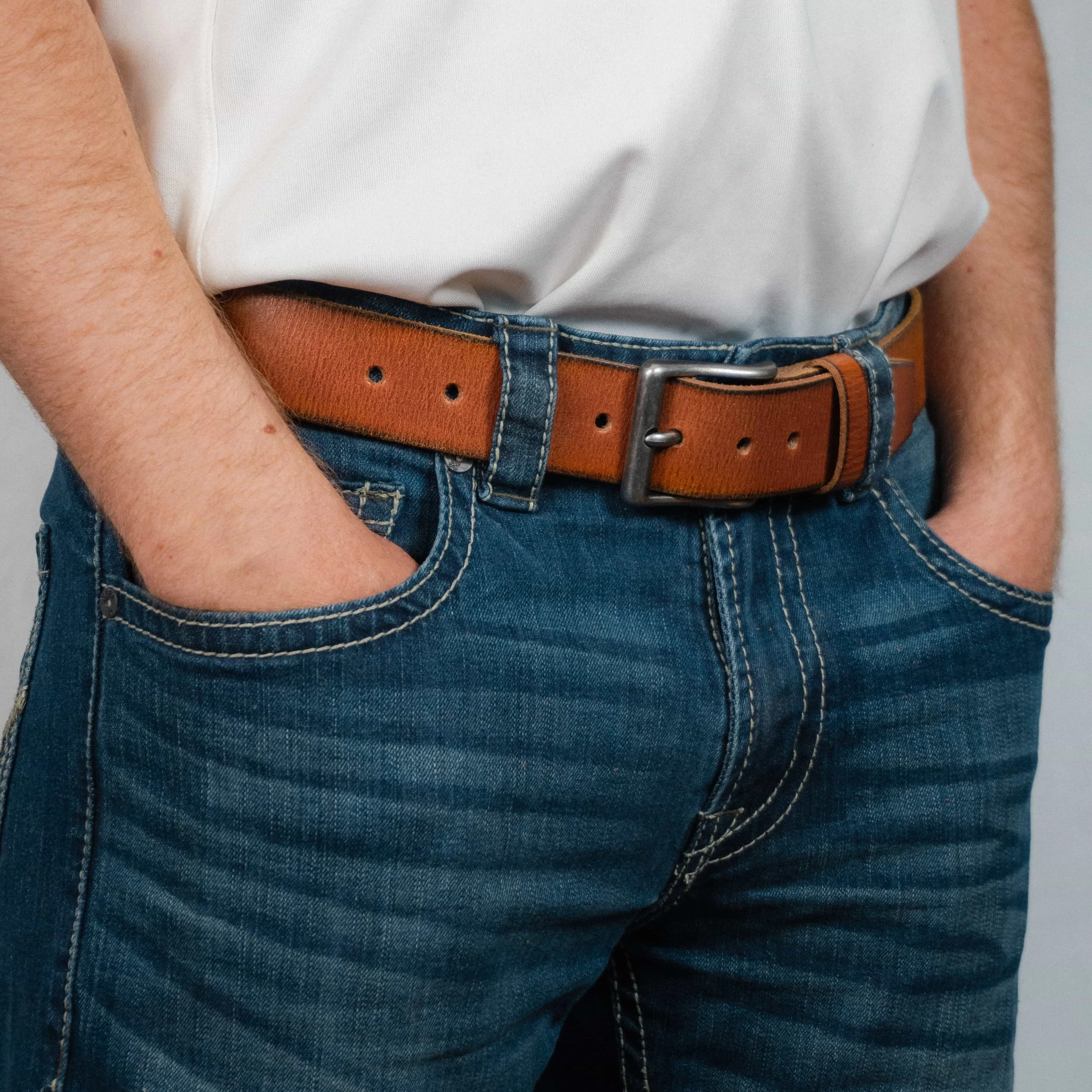 The Canyon Belt - Tan Leather Belt with Charred Edges - Image 2