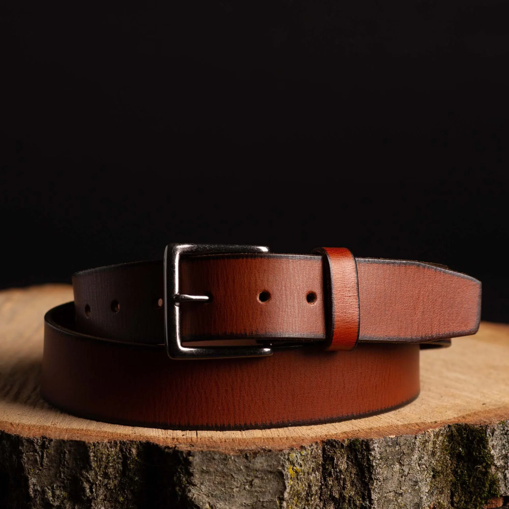 The Canyon Belt - Tan Leather Belt with Charred Edges - Image 3