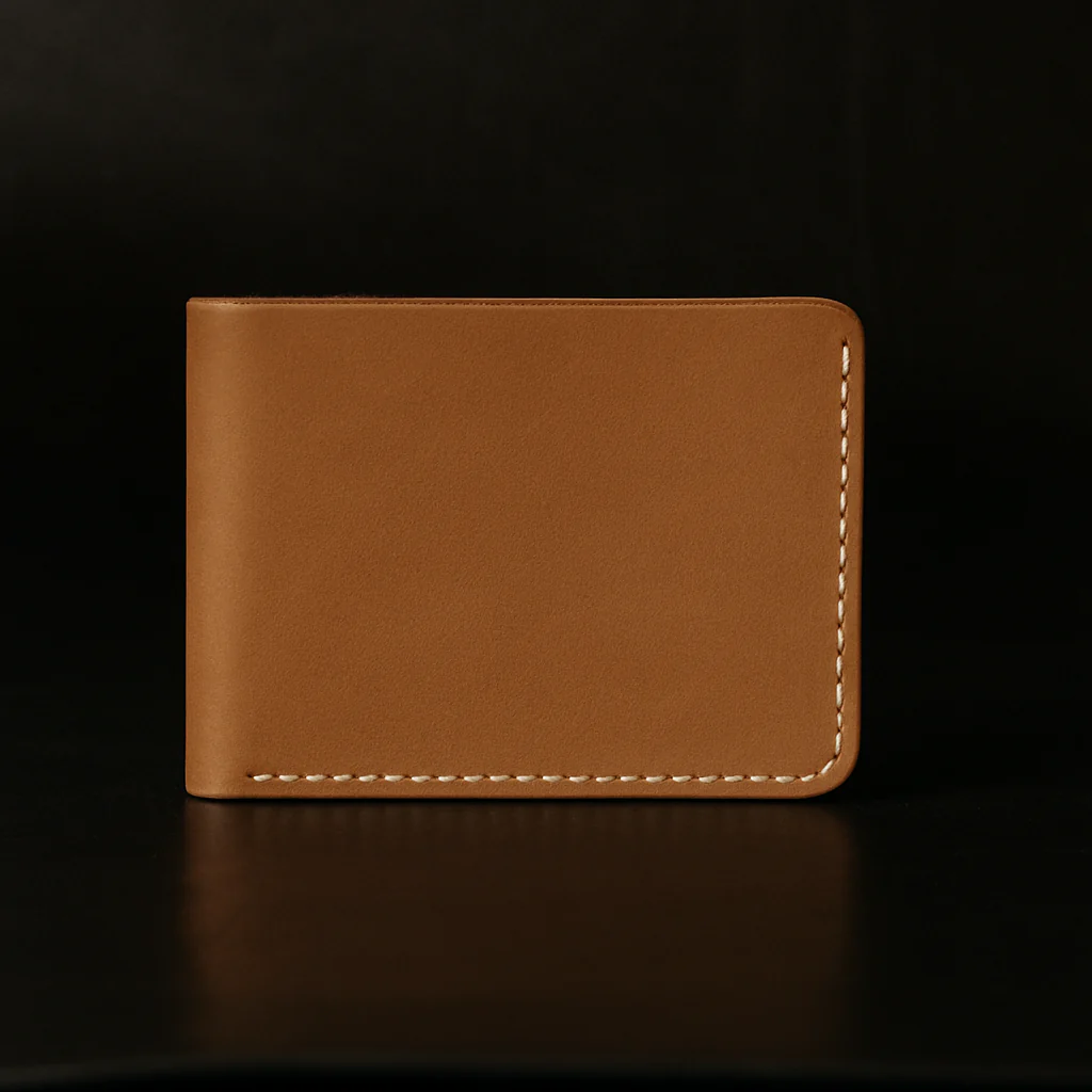 Grey Dollar Size Full-Grain Leather Wallet - Image 7