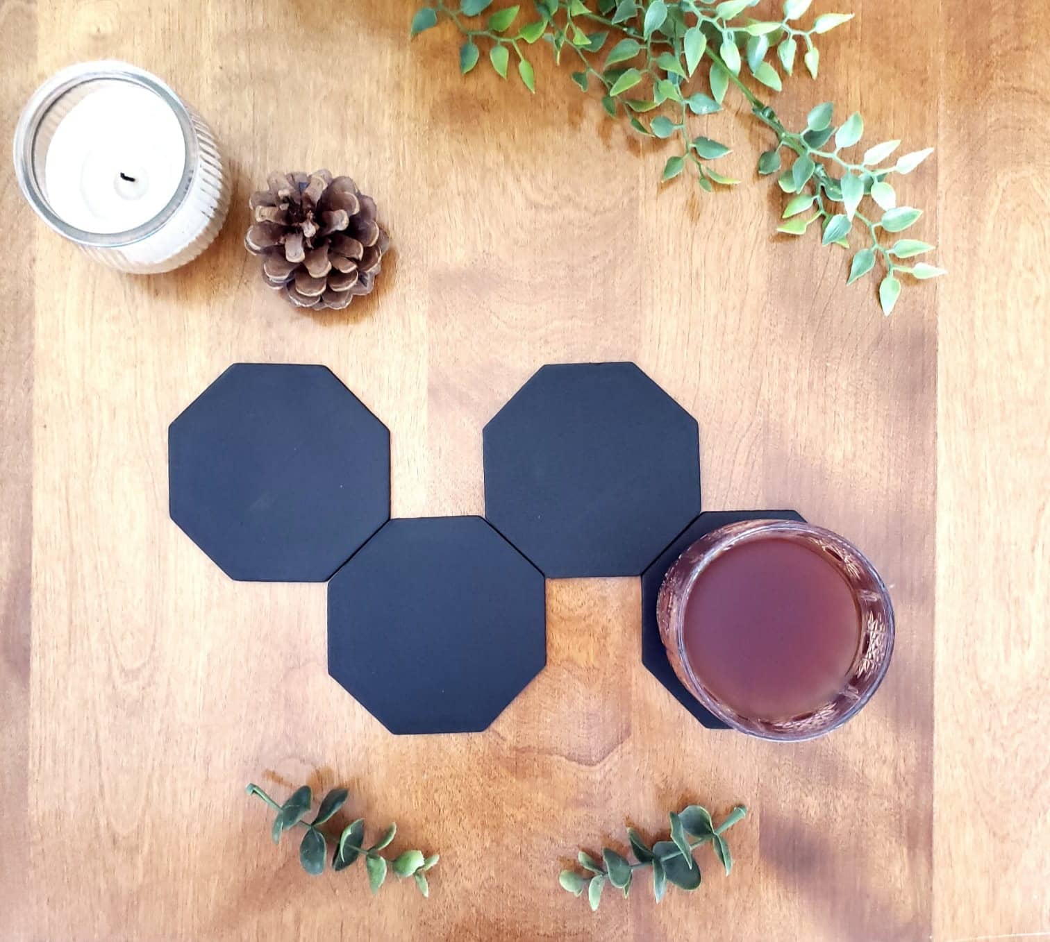 Octagon Leather Coasters - Made in Canada - Image 5