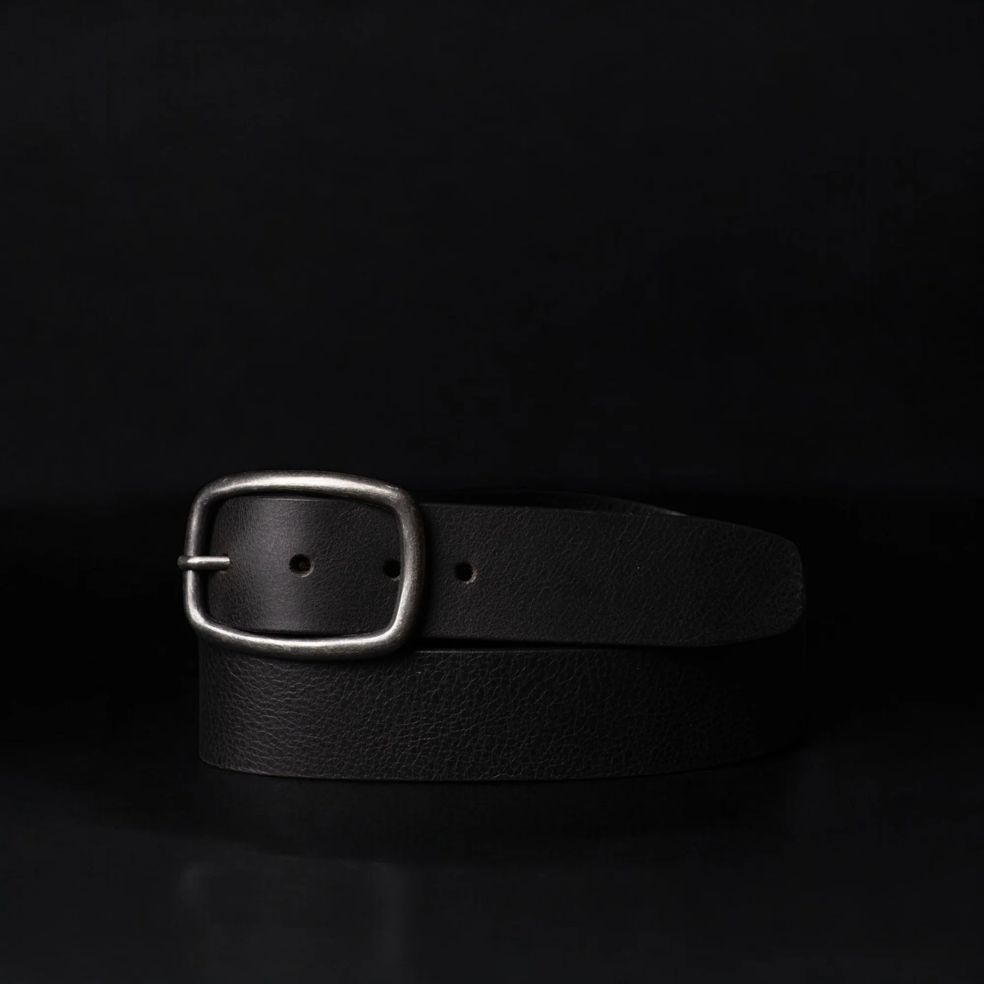 Selene - Black Leather Dress Belt with Silver Buckle - Made in Canada - Image 3