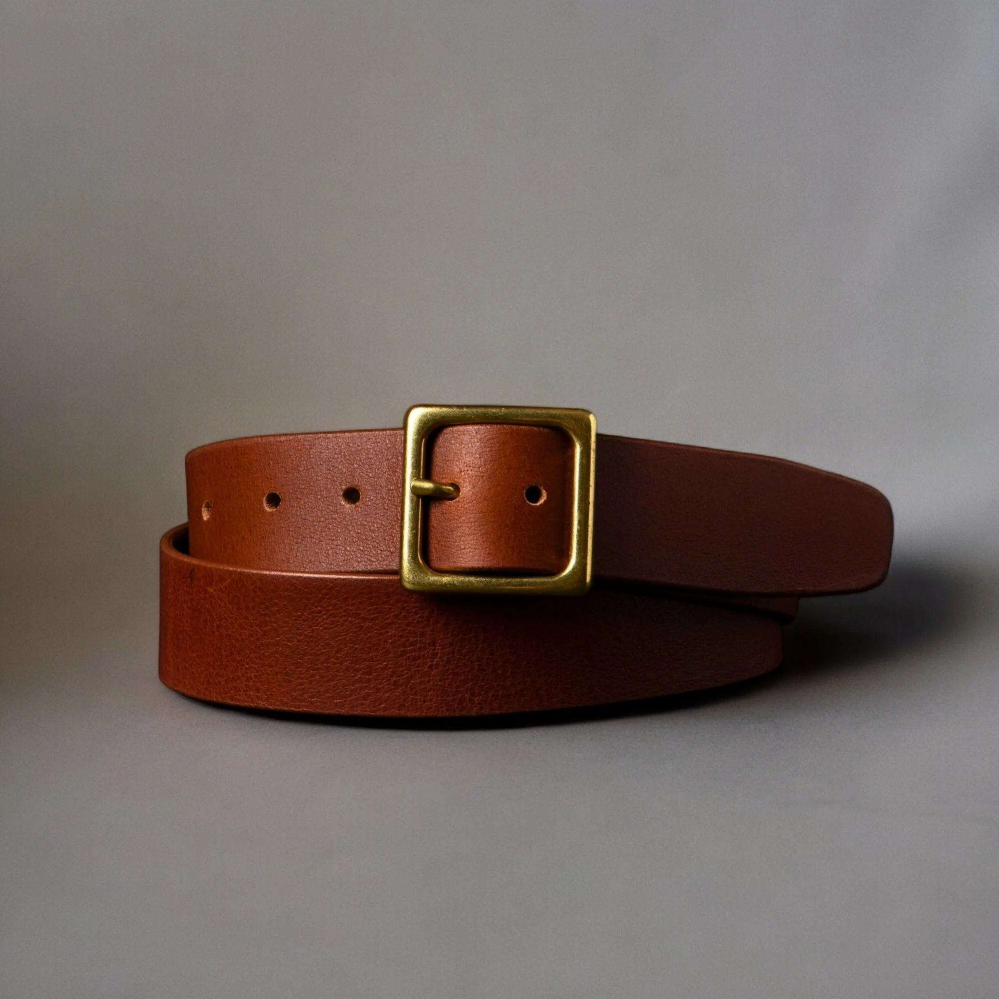 Sophie - Brown Leather Dress Belt with Gold Square Buckle - Made in Canada - Image 6