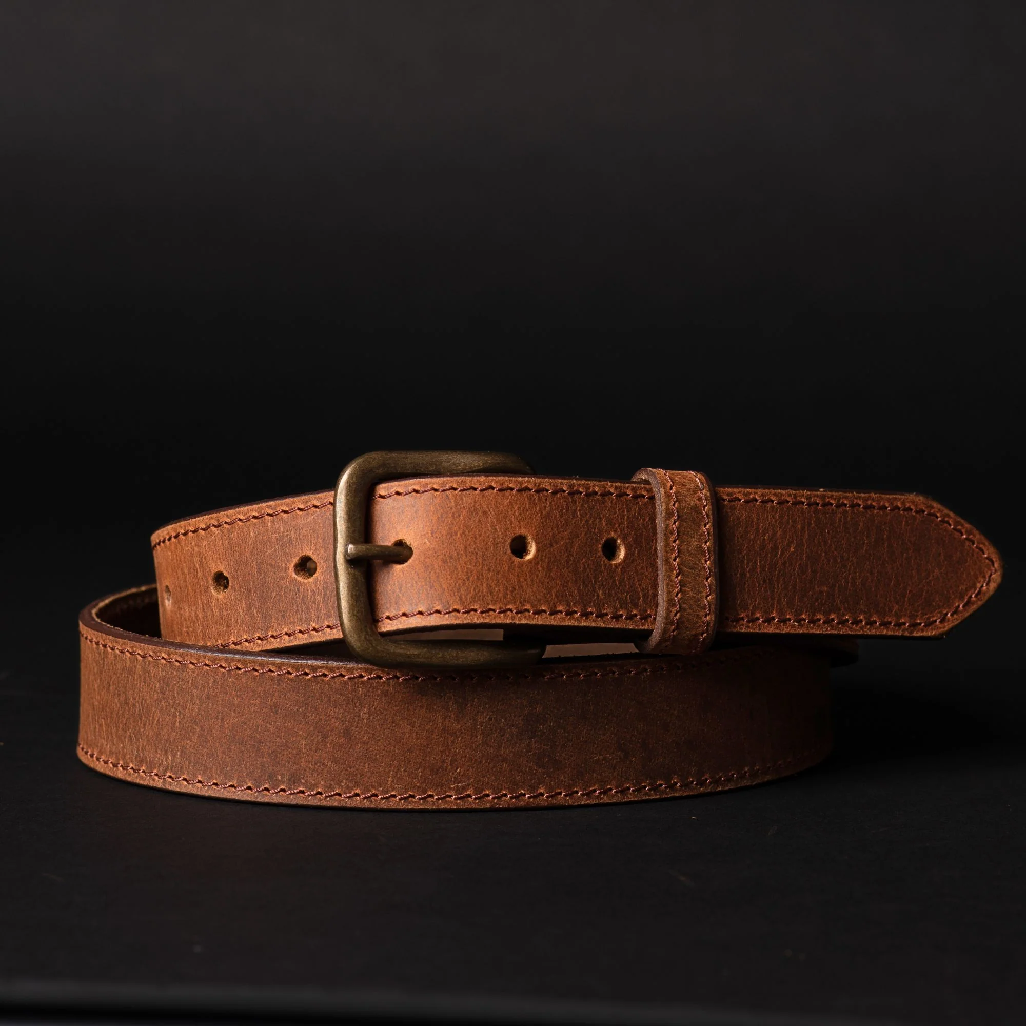 Ivy - Stitched Full-Grain Distressed Leather Belt - Made in Canada - Image 3