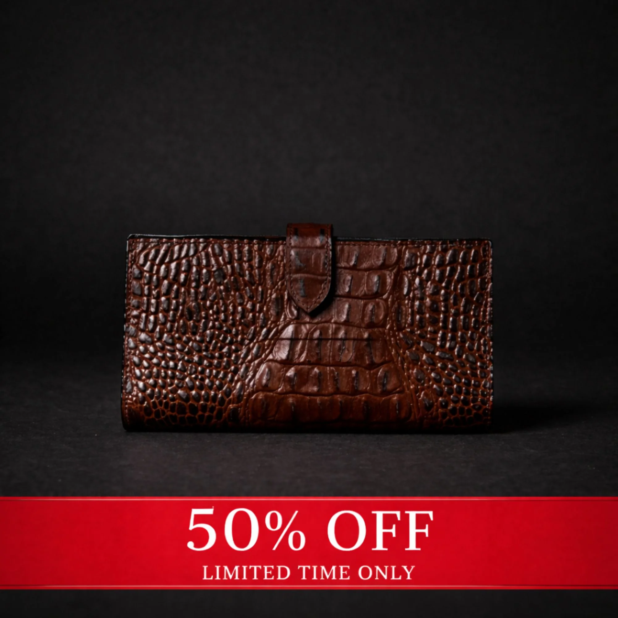 Womens Croc Embossed Leather Wallet