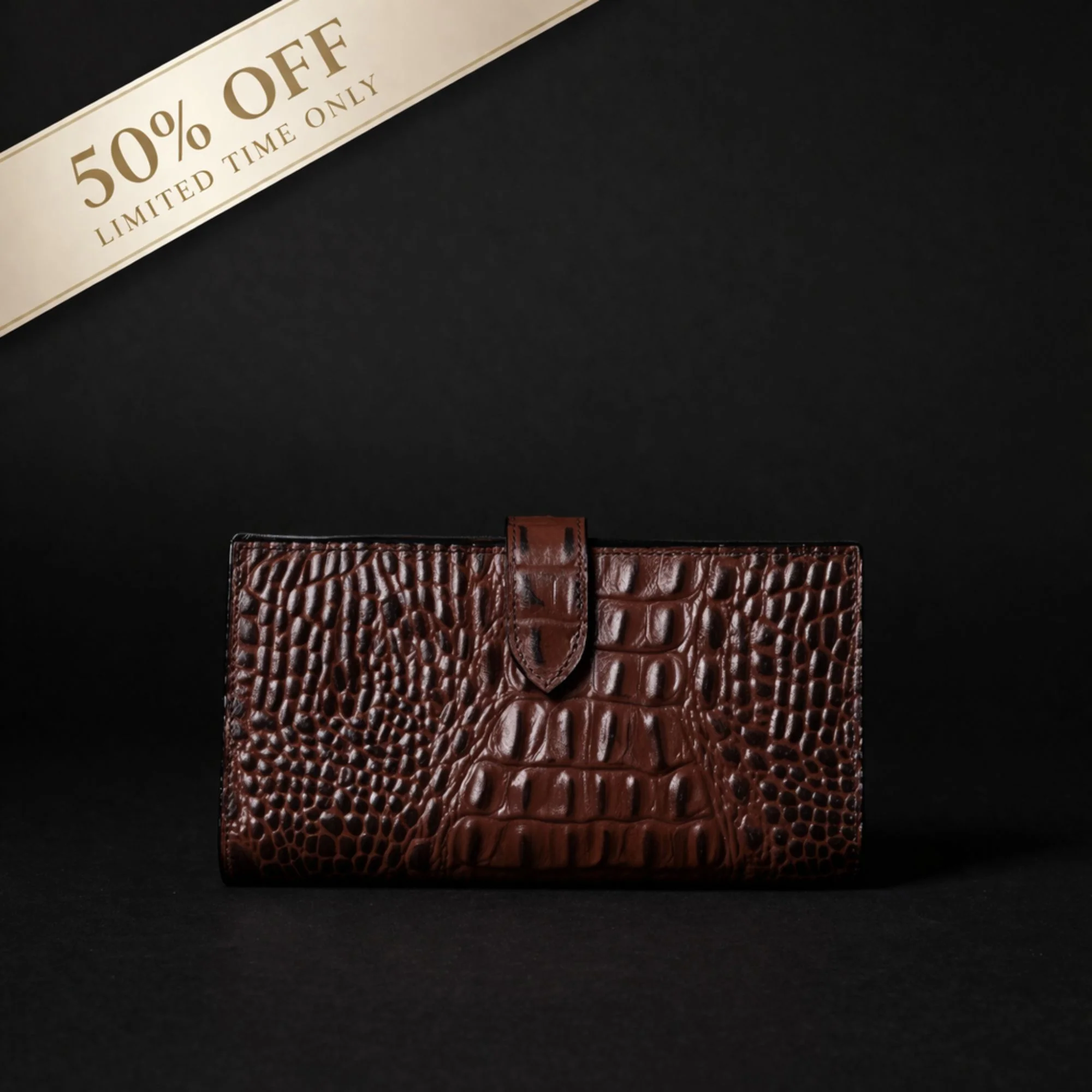 Womens Croc Embossed Leather Wallet - Image 2