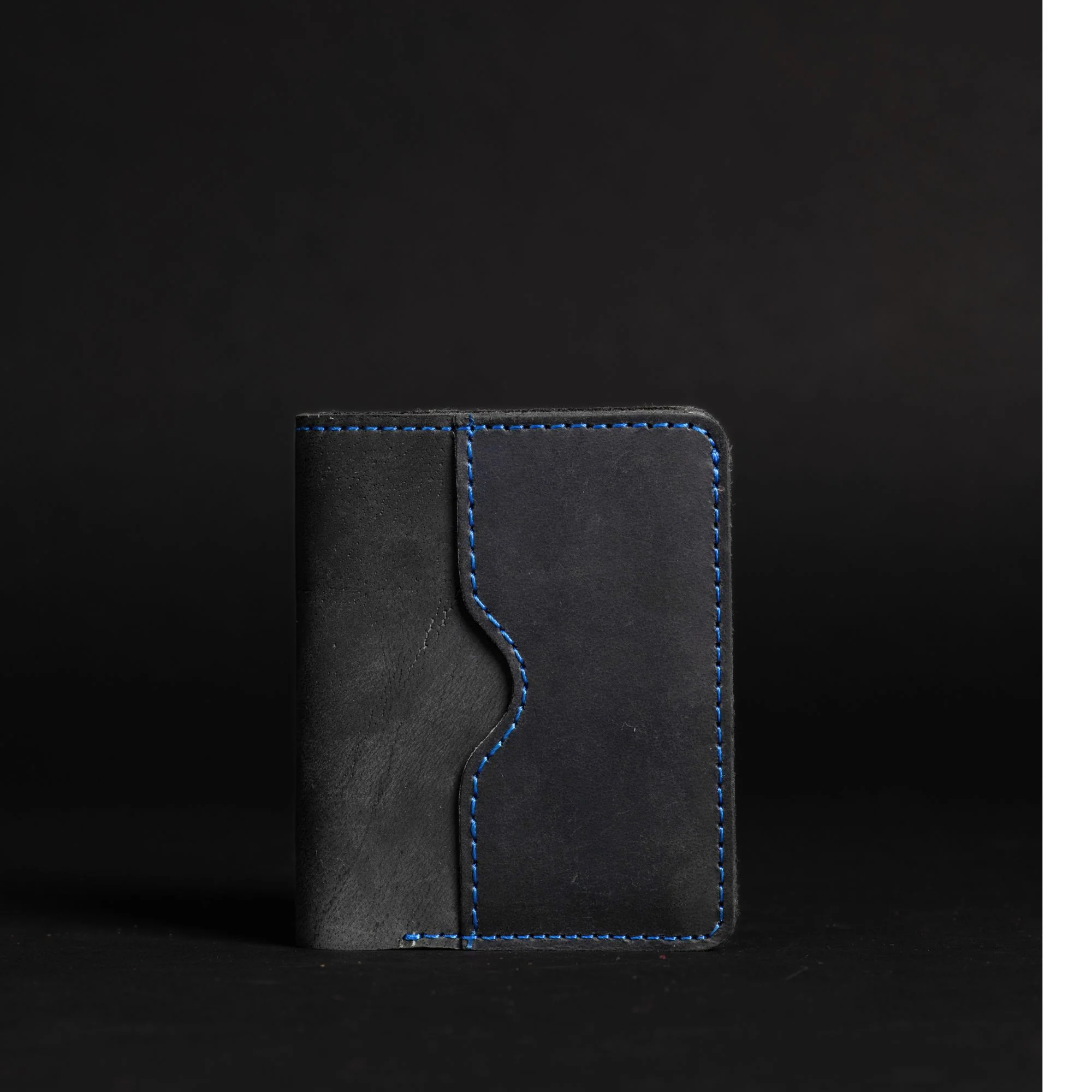 The Diablo Card Holder - Black Full Grain Leather Card Holder With Red Stitching - Image 4