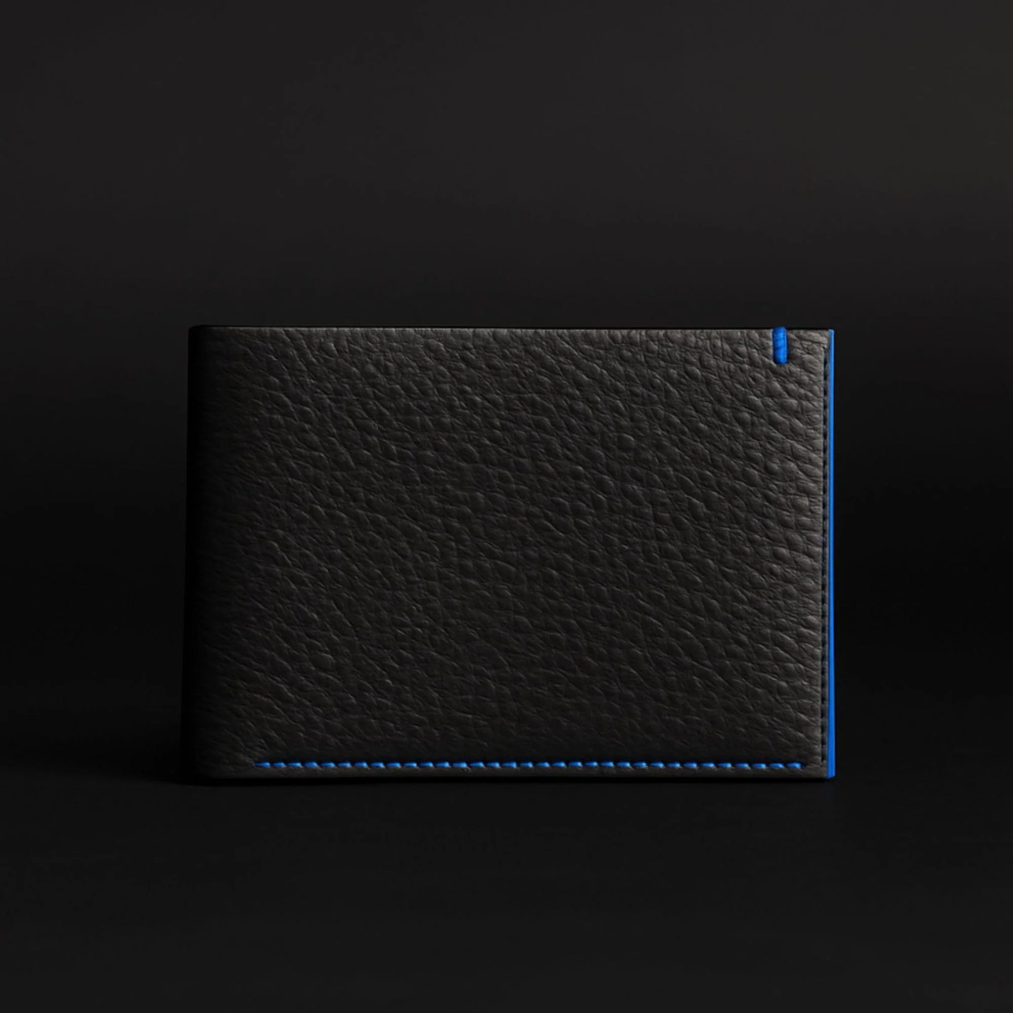 The Diablo Wallet Dollar Size - Black Full-Grain Leather Wallet with Red Stitching - Image 2