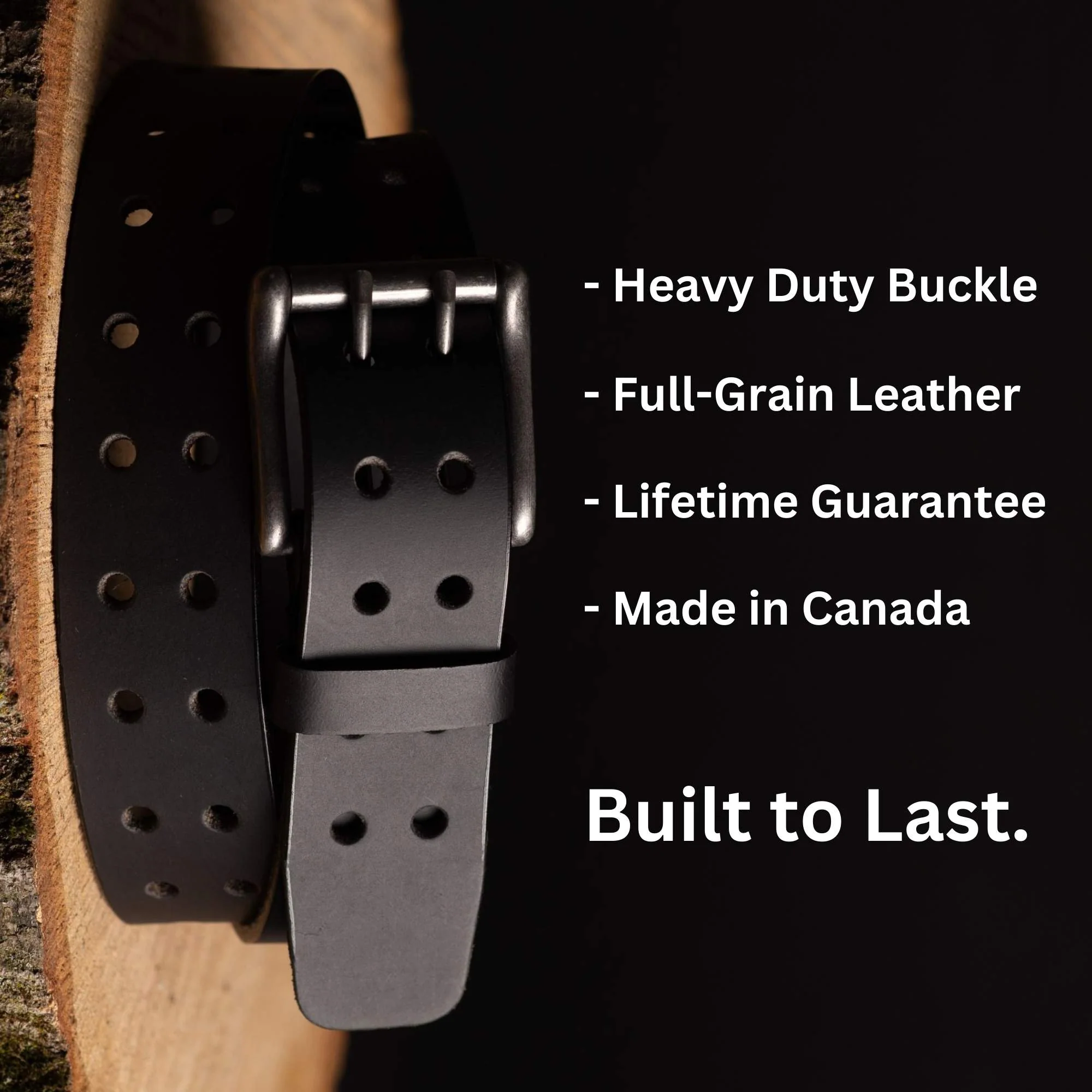 Black Double Hole Full Grain Leather Belt - Image 9