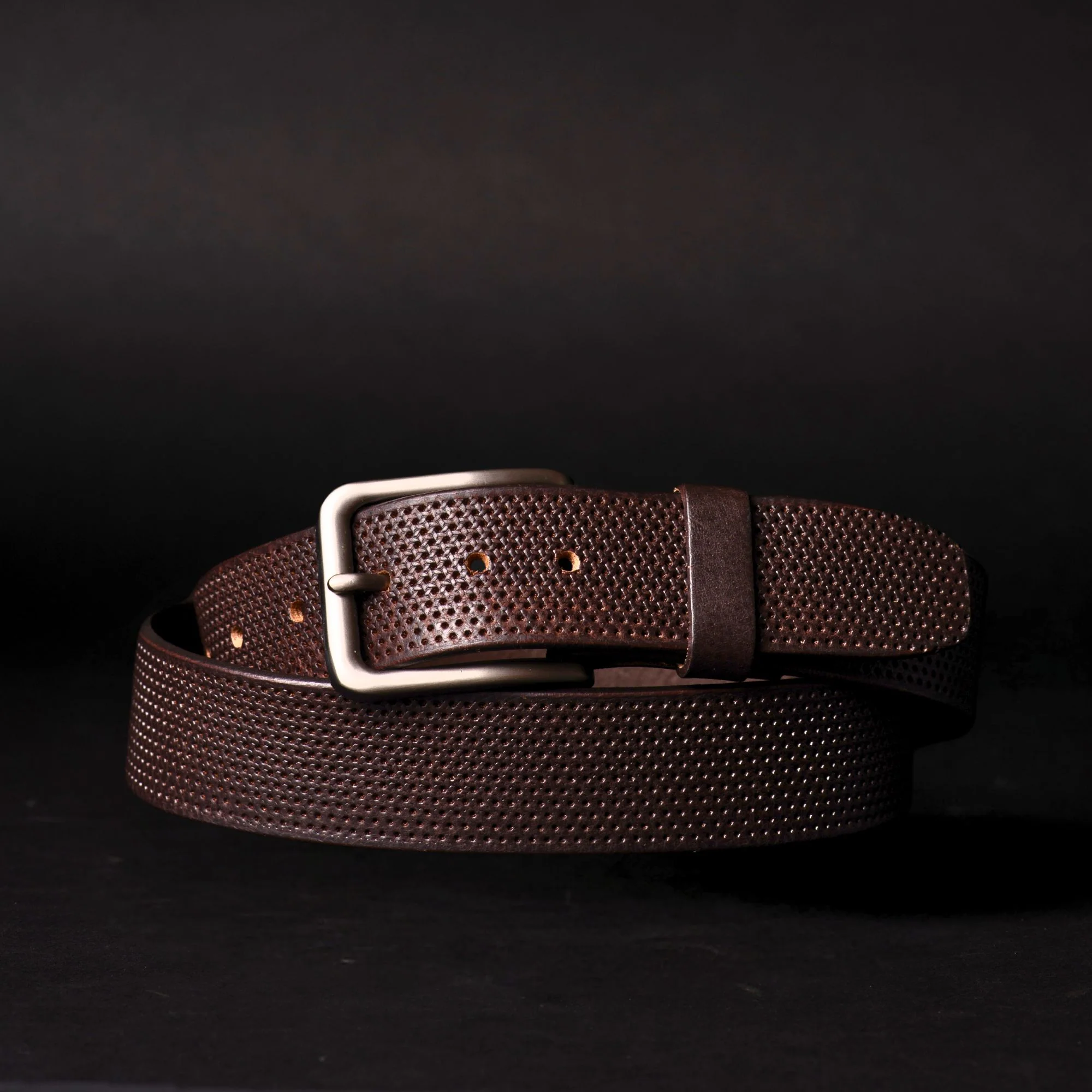 The Matrix Belt - Black Perforated 100% Full-Grain Leather Belt - Image 5
