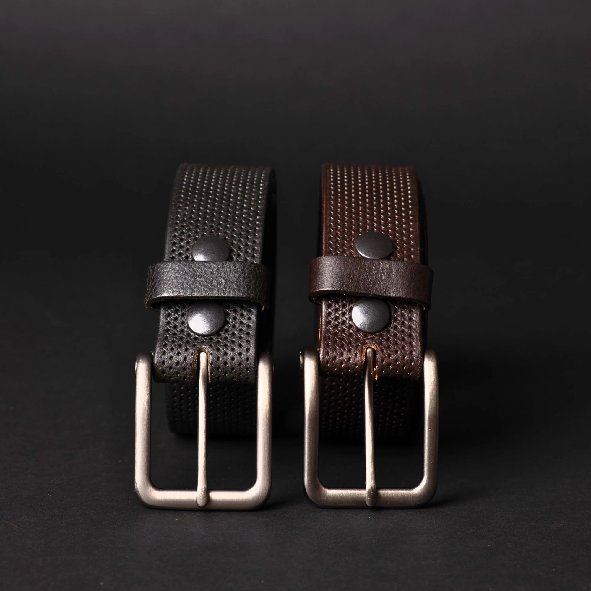 The Matrix Belt - Brown Perforated 100% Full-Grain Leather Belt - Image 3